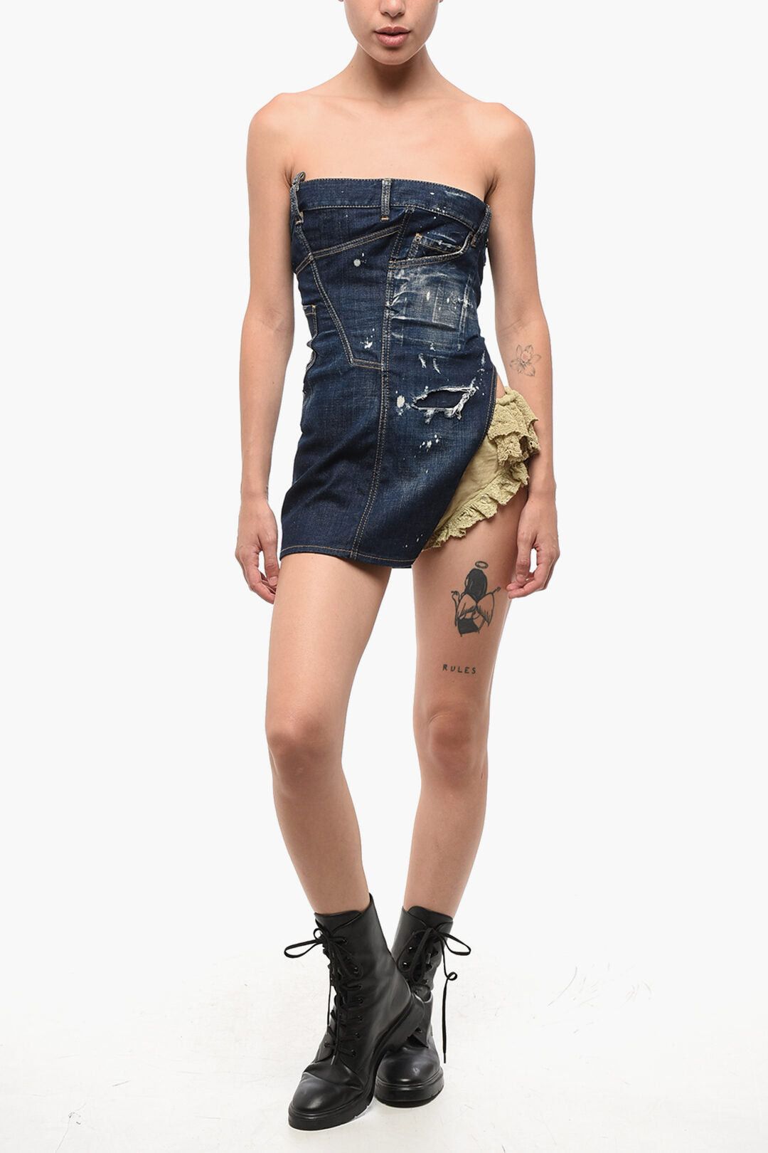 Denim Mini Dress with Dark Wash