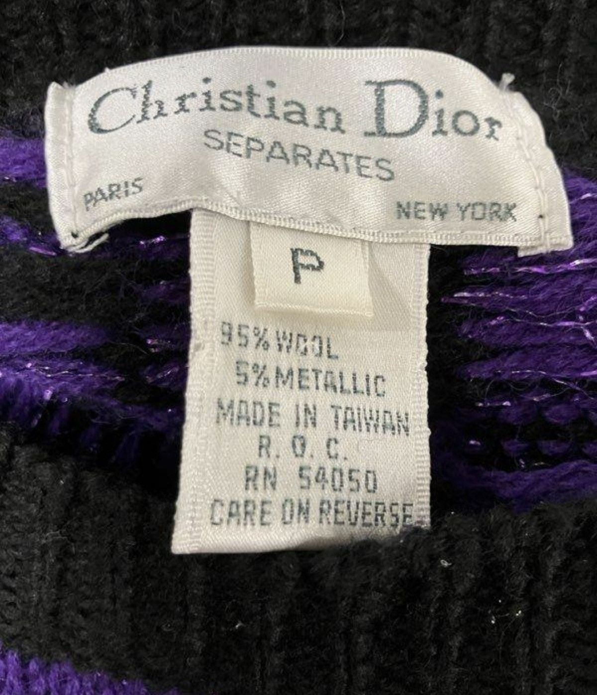 Dior Vintage 80s Christian Dior Wool Sweater Purple Black Size XXS / US 00 / IT 34 - 5 Thumbnail