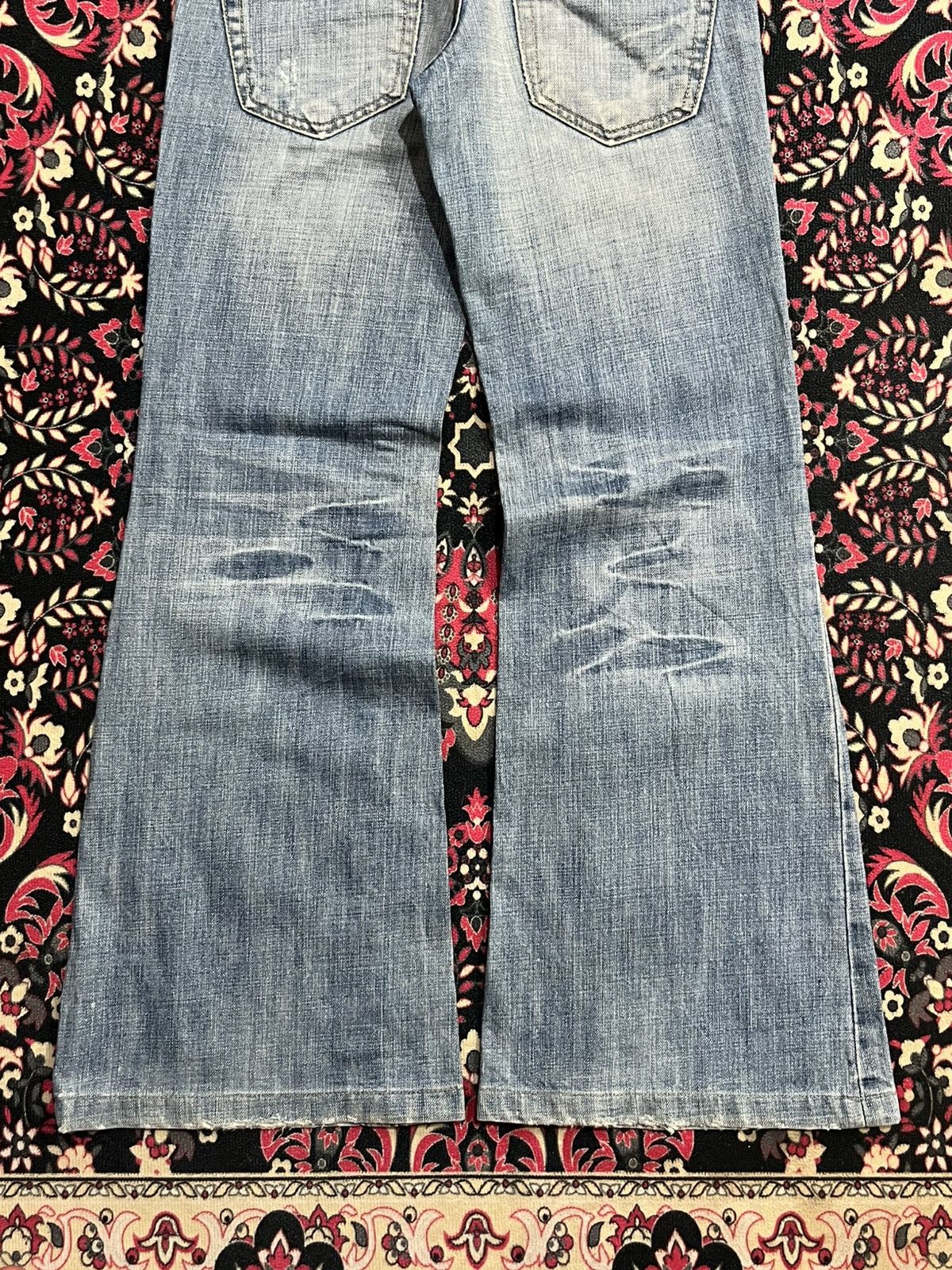 If Six Was Nine Japanese Brand Drive Jeans Blue Washed Distress Flare Dennim Size 26" / US 2 / IT 38 - 10 Thumbnail