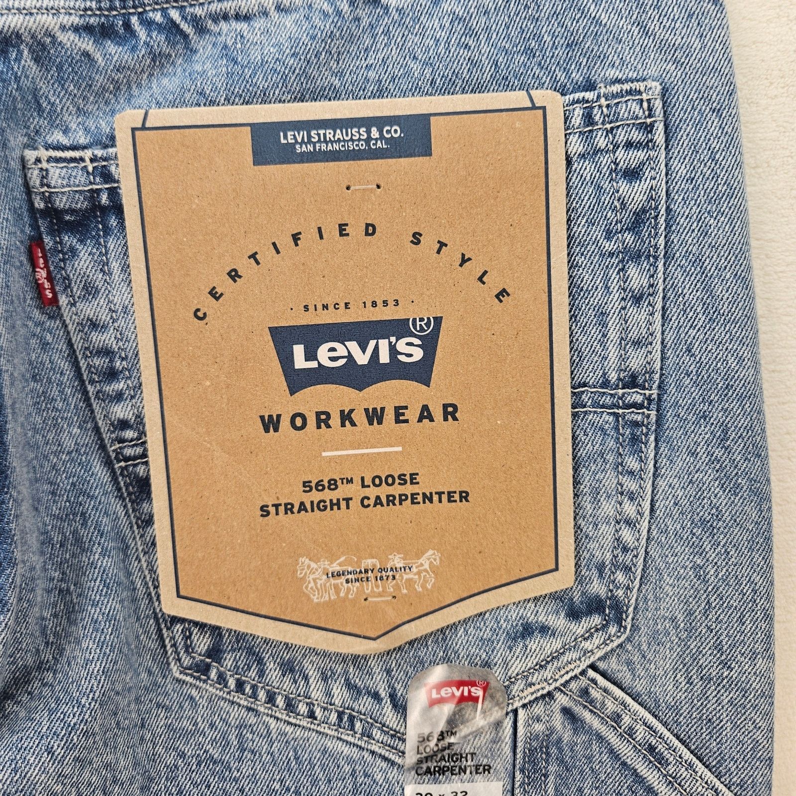 Levi's LEVI'S 568 MEN'S 30X32 CARPENTER LIGHT BLUE DENIM JEANS NWT Size US 30 / EU 46 - 9 Thumbnail