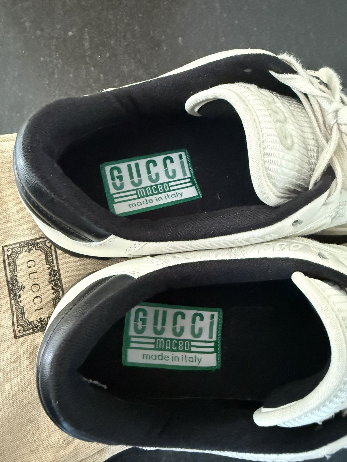 Gucci Gucci White Black Leather Low-Top Sneakers w/ GG Logo Size US 10 / EU 43 - 5 Thumbnail