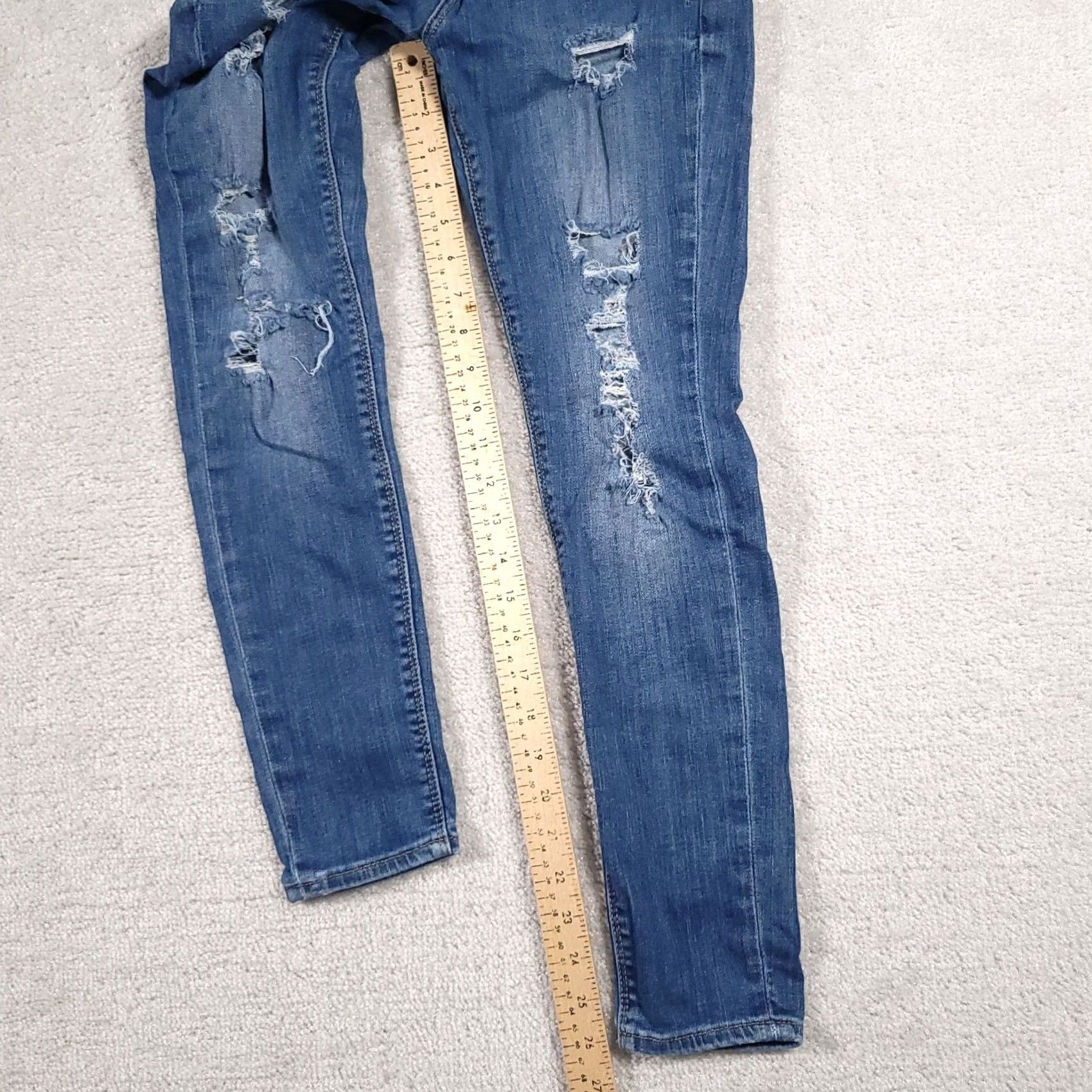 Express VINTAGE Express Jeans Skinny Ankle Mid Rise Destroyed Women's 2S Short Stretch Denim Size 26" / US 2 / IT 38 - 7 Thumbnail