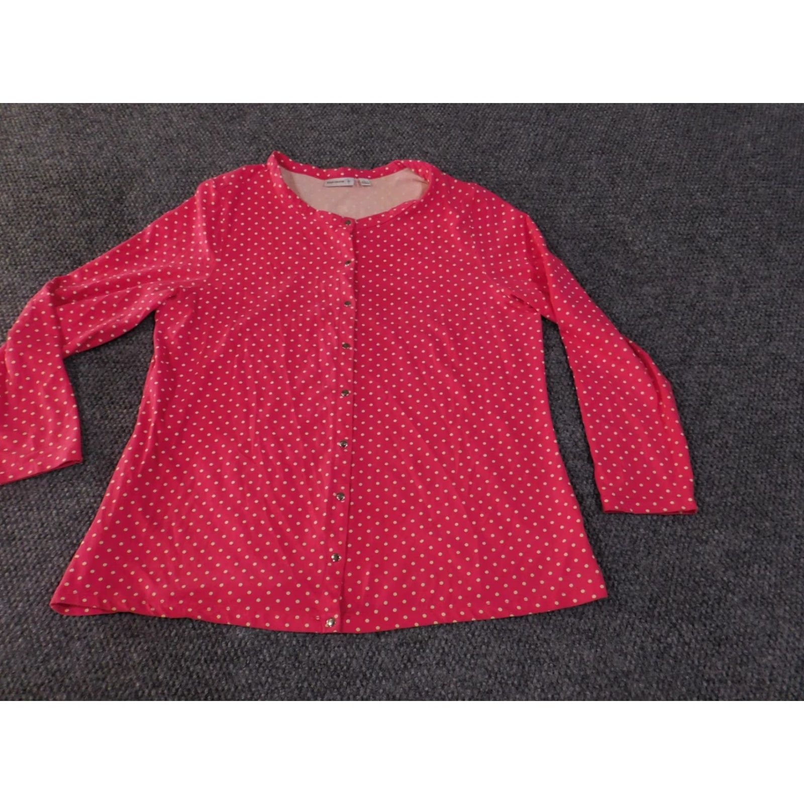 Vintage Susan Graver Shirt Womens Large Pink White Polka Dot Button Front Long Sleeve Size L / US 10 / IT 46 - 3 Thumbnail