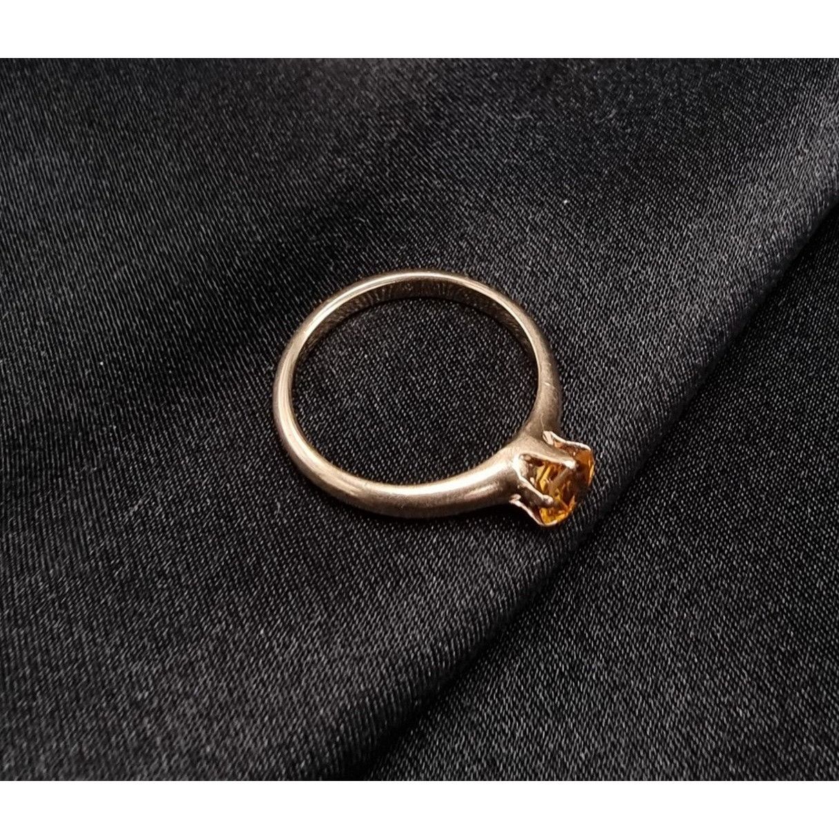 Vintage Vintage Mid Century 10K Yellow Gold Citrine Solitaire Ring Size ONE SIZE - 4 Thumbnail