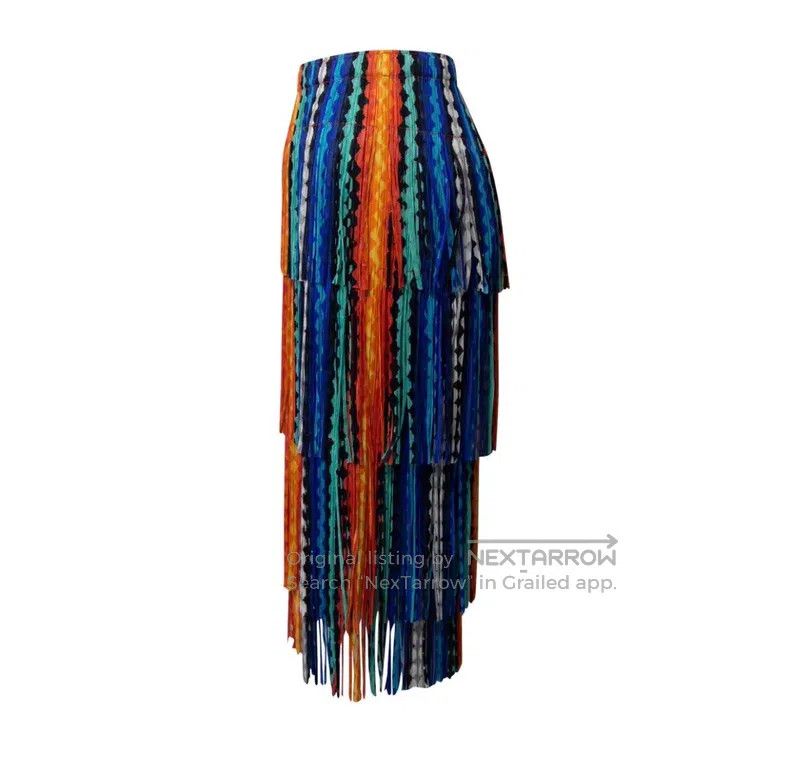 Issey Miyake Issey Miyake Colorful Fringe Skirt Size 25" / US 0 / IT 36 - 2 Thumbnail