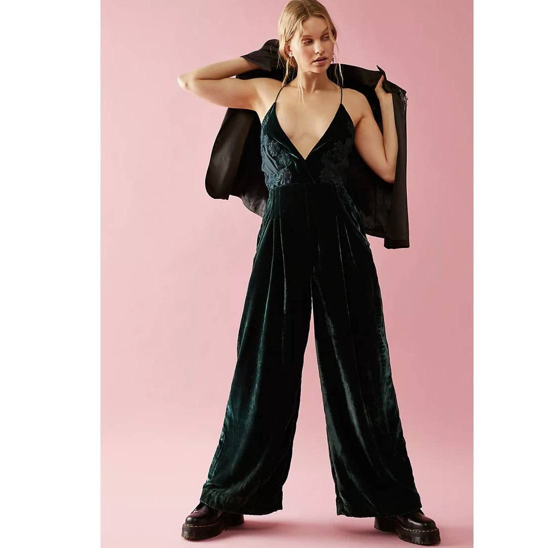 Free People Free People Blake Velvet OnePiece JUMPSUIT $225 SIZE 2 Green Size 26" / US 2 / IT 38 - 4 Thumbnail