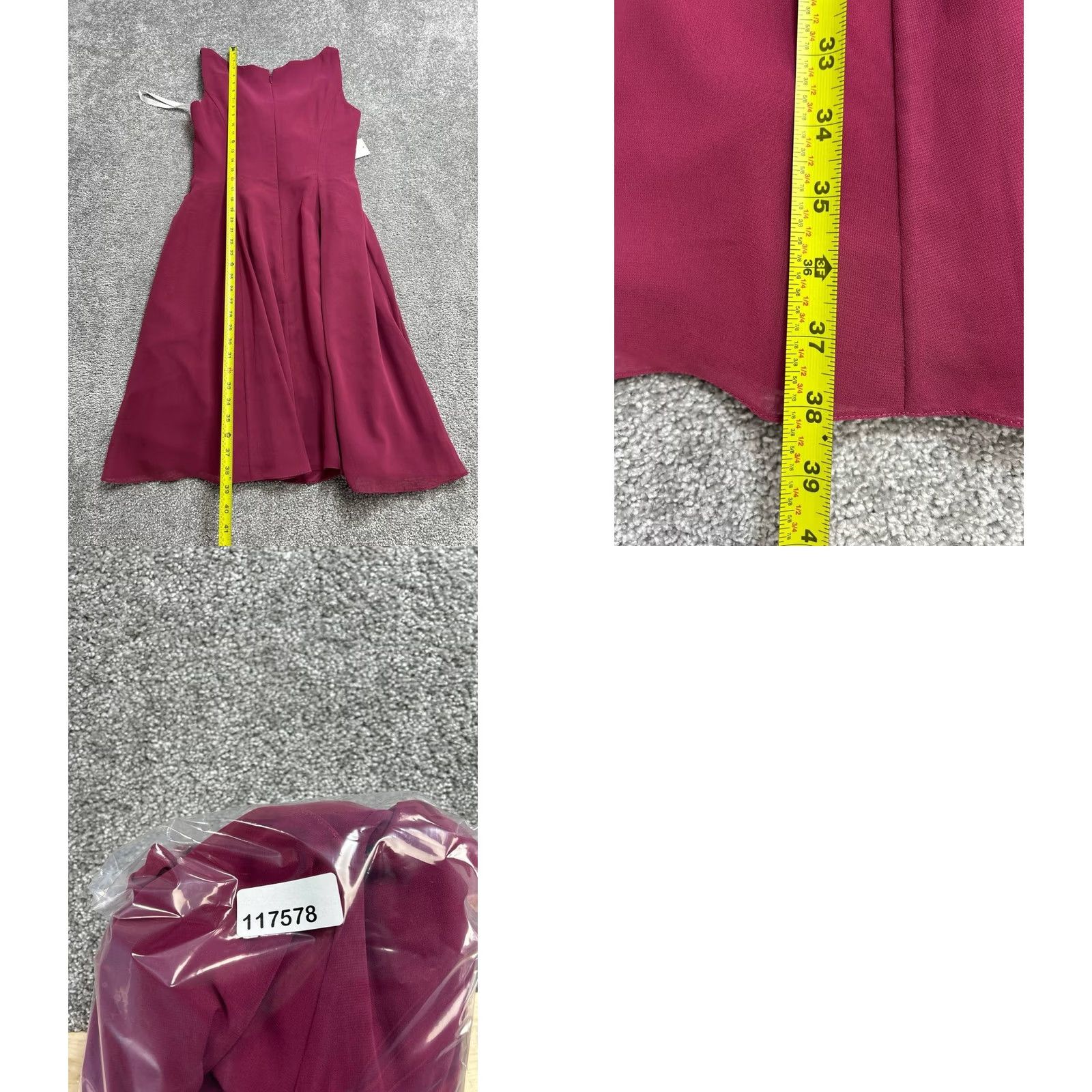 Vintage Azazie Kaya A-Line Dress Womens A8 Red Lined Sleeveless Scoop Neck Back Zip Formal Wedding Size M / US 6-8 / IT 42-44 - 9 Thumbnail