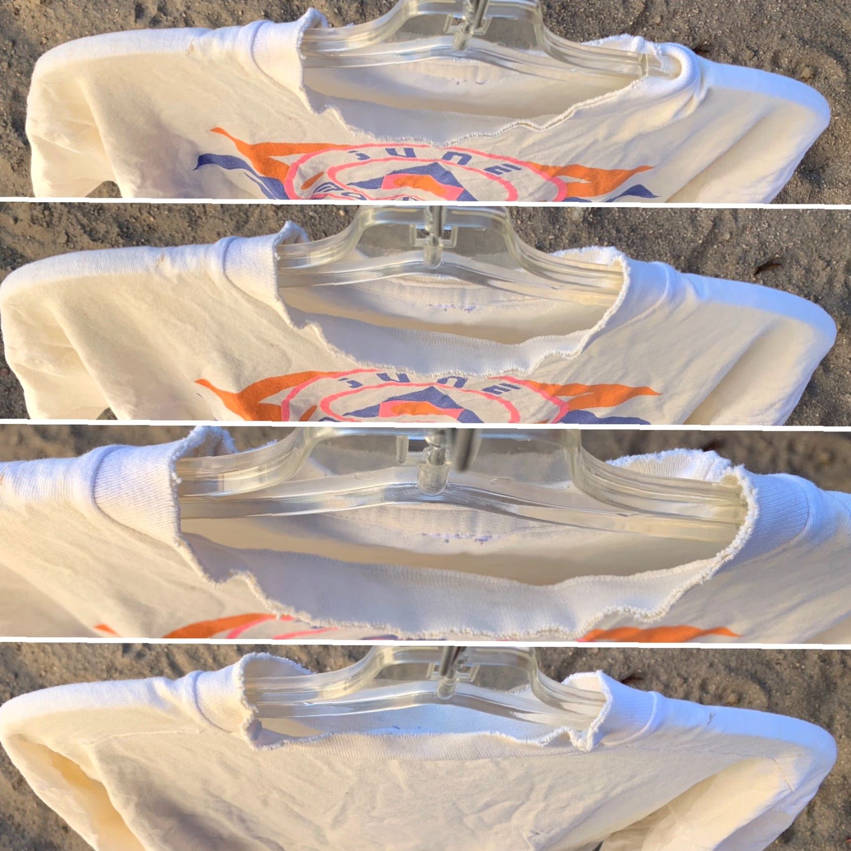 Vintage VINTAGE Fresh Produce T-Shirt Shirt One Size Womens White 1980s Neon Geometric Graphic Distressed Holes Cotton casual Size ONE SIZE - 6 Thumbnail