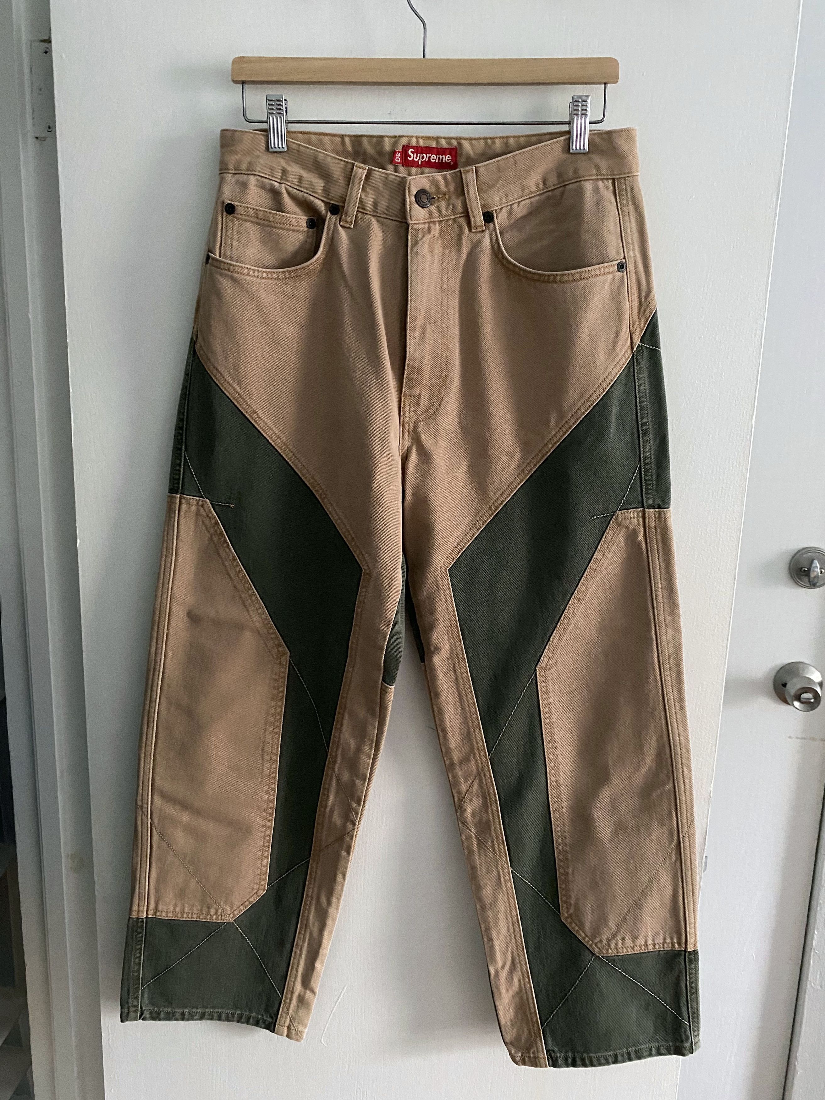 Supreme Supreme 2-Tone Paneled Jean – Brown/Olive (FW22