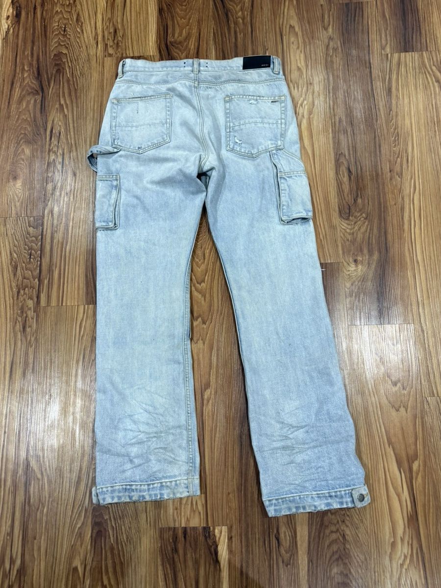 Amiri AMIRI Carpenter Jeans Light Blue Distressed Repair Baggy Size US 32 / EU 48 - 2 Thumbnail