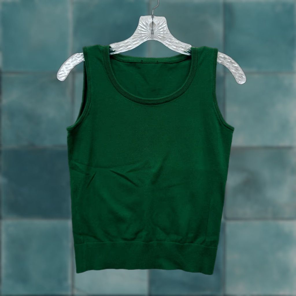 Vintage VINTAGE Sweater Vest Top Small Womens Green Knit Preppy Academia Corpcore Pima Cotton Size S / US 4 / IT 40 - 1 Thumbnail