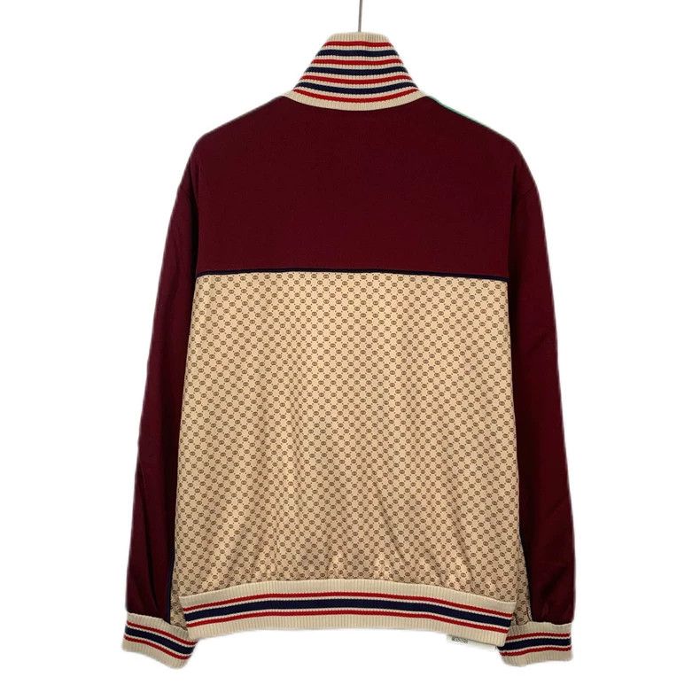 Gucci Color block logo printed striped long-sleeved zipper