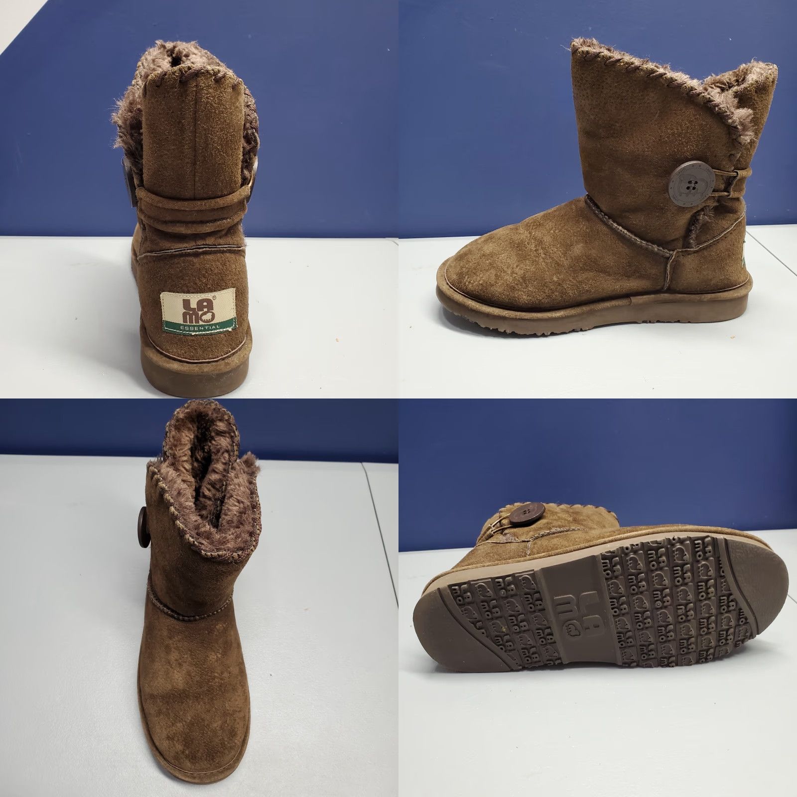 Vintage LAMO Winter Ankle Boots Womens Size 8 Brown Suede Pull On Whipstitch Faux Fur Casual Shoes Size US 8 / IT 38 - 8 Thumbnail
