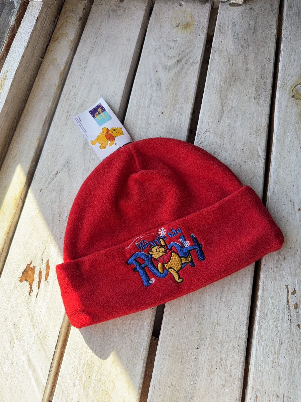 Disney 00s Vintage Disney Winnie The Pooh Embroidered Fleece Beanie Size ONE SIZE - 1 Thumbnail