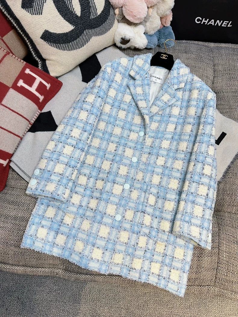 Other Chanel 22B Blue White Tweed Jacket Size M / US 6-8 / IT 42-44 - 8 Thumbnail