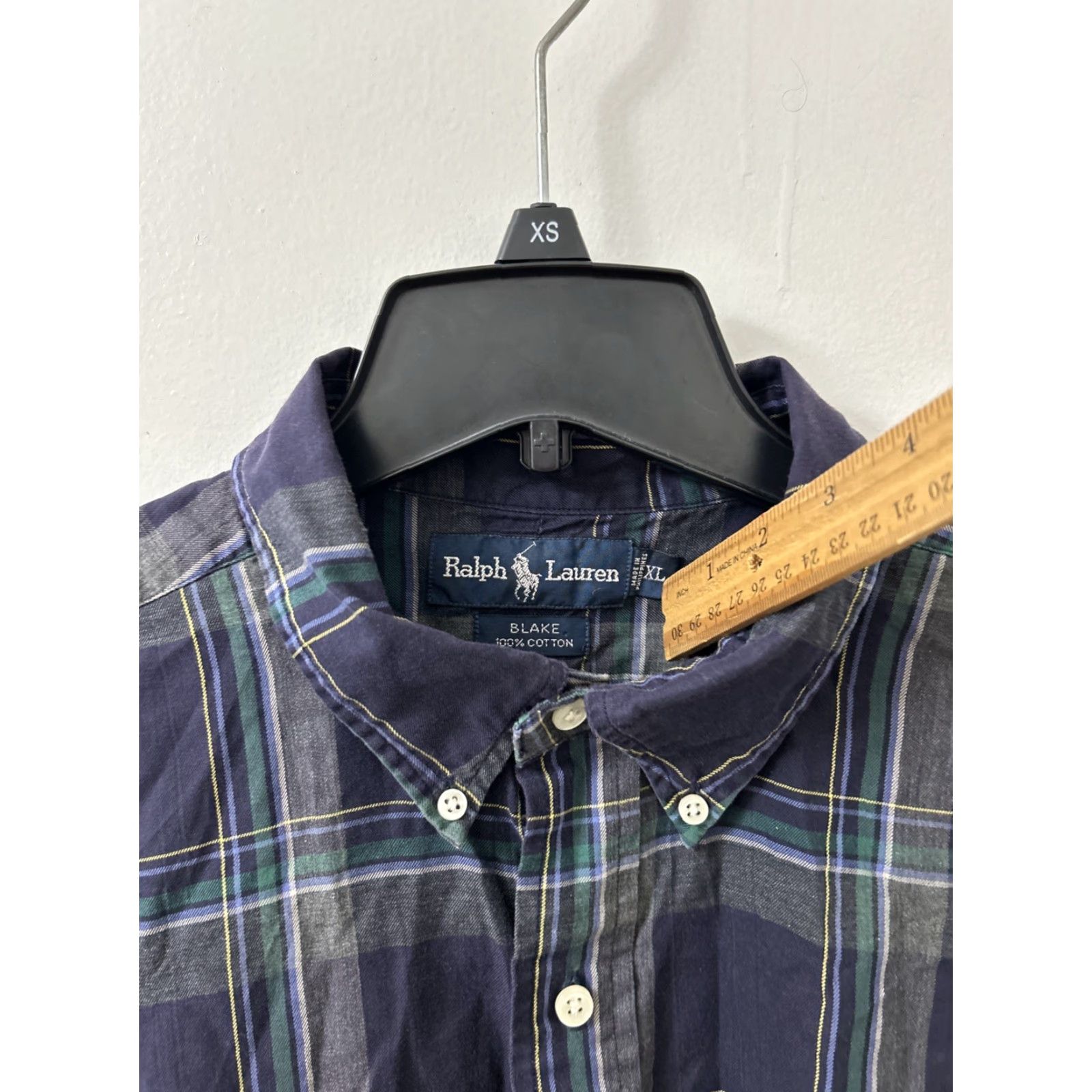 Ralph Lauren VINTAGE Ralph Lauren Blake Shirt Mens XL Navy Blue Plaid Cotton Button-Down L/S Size US XL / EU 56 / 4 - 5 Thumbnail