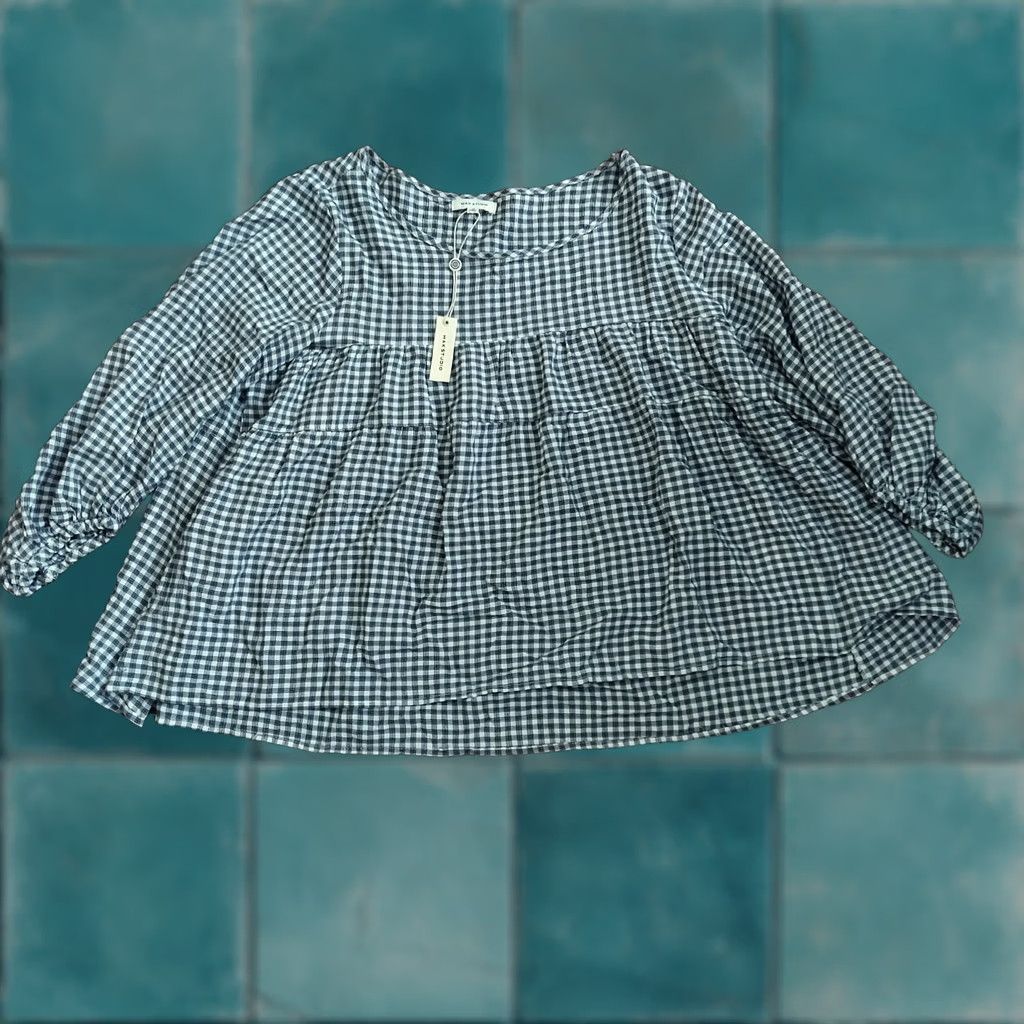 Vintage Max Studio Top Blue White Geometric 3/4 Sleeve M Regular Womens New With Tags Size M / US 6-8 / IT 42-44 - 1 Thumbnail