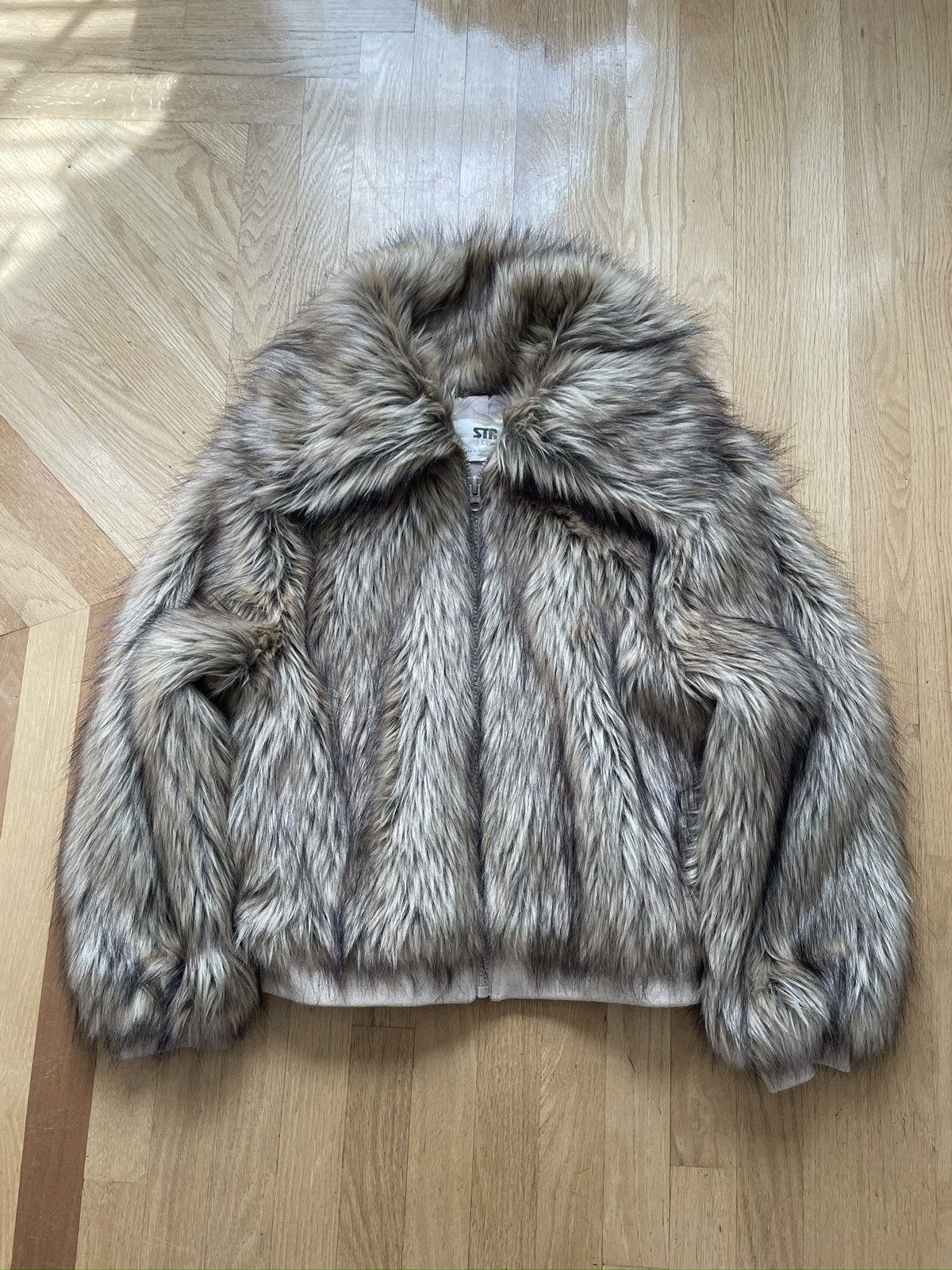 Stradivarius Stradivarius STR Womens Fur Zip Up Jacket Brown Size Small Size S / US 4 / IT 40 - 1 Thumbnail