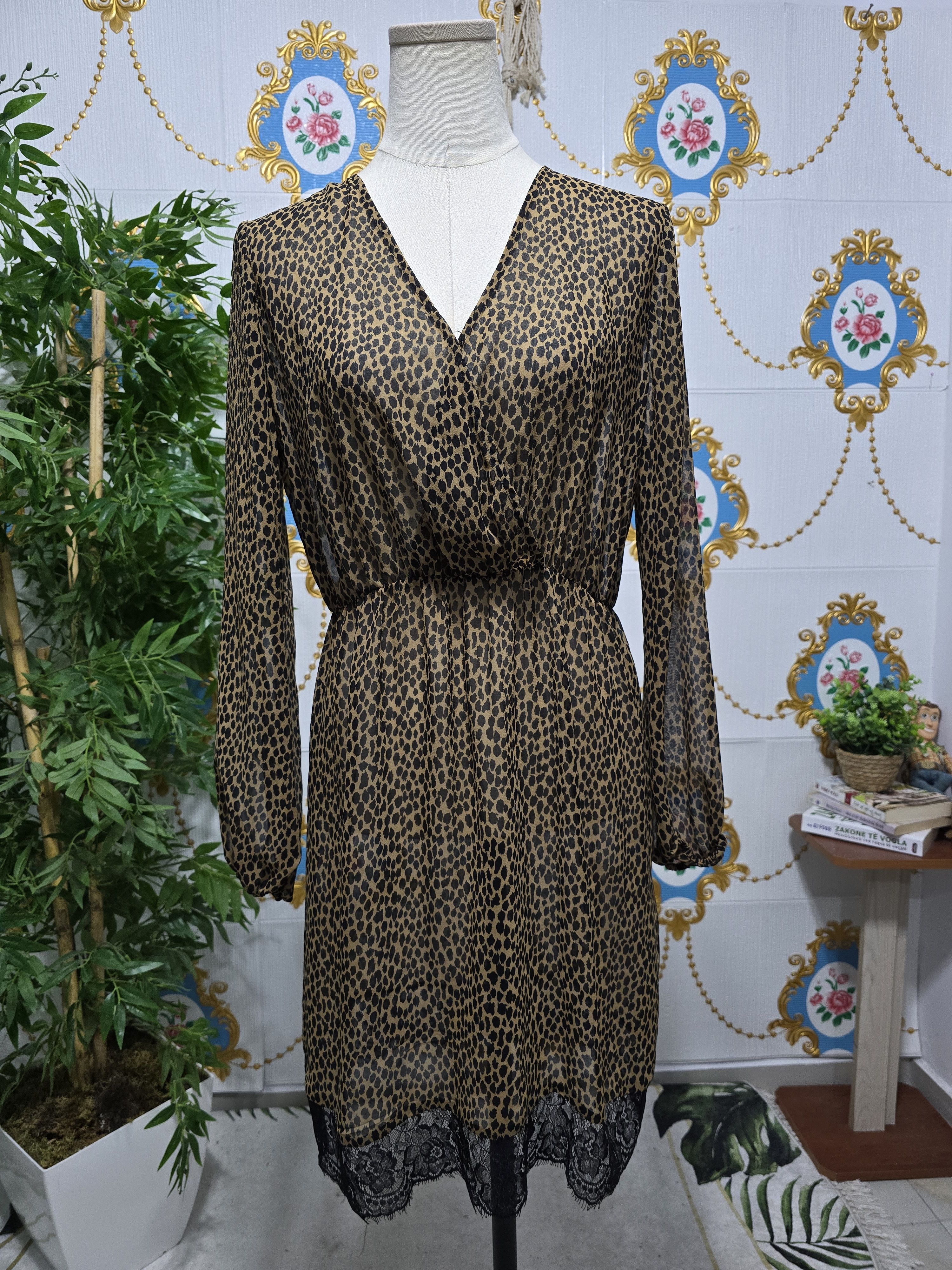 Liu Jo LIU JO ,long-sleeve faux-wrap dress brown and black leopard Size M / US 6-8 / IT 42-44 - 1 Thumbnail