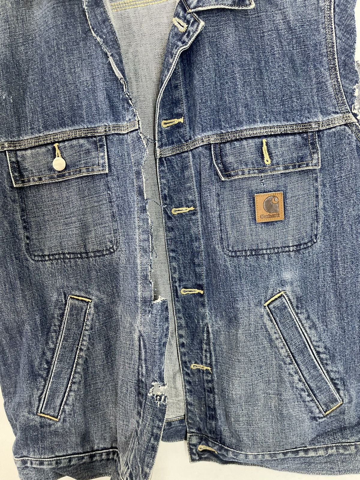 Carhartt ☀️SUMMER STYLE🔥CARHARTT DETROIT SLEVELESS DISTRESSED DENIM Size US M / EU 48-50 / 2 - 2 Thumbnail