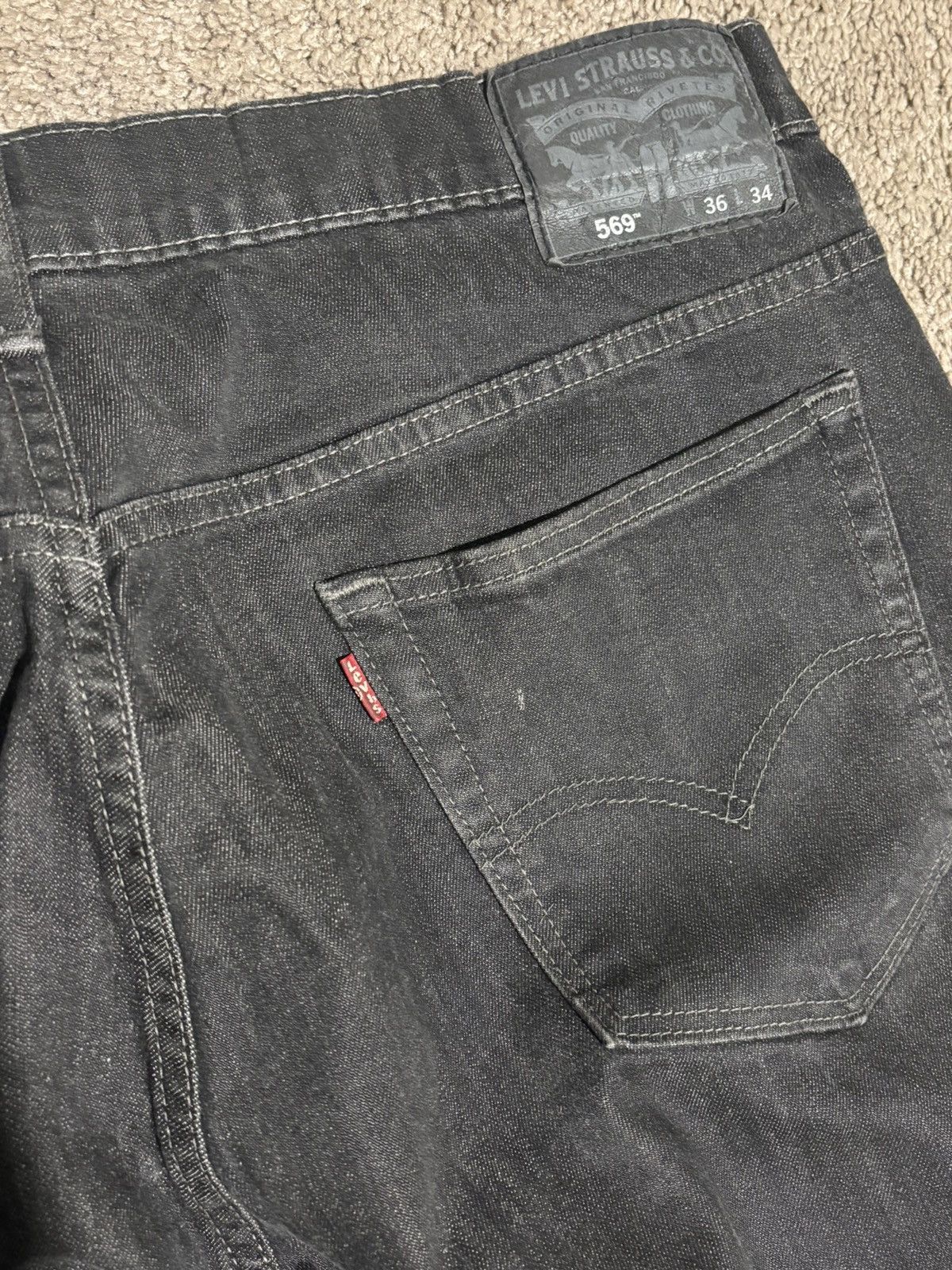 Levi's Vintage Clothing Levi’s 569 Faded Dark Wash Jeans – Straight Fit – 36x34 Size US 36 / EU 52 - 3 Thumbnail