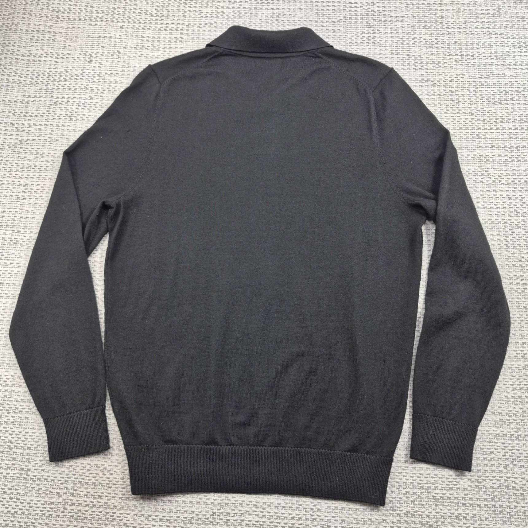 Nordstrom Nordstrom Mens Small Black Tech-Smart Collared Knit Wool Blend Pullover Sweater Size US S / EU 44-46 / 1 - 7 Thumbnail