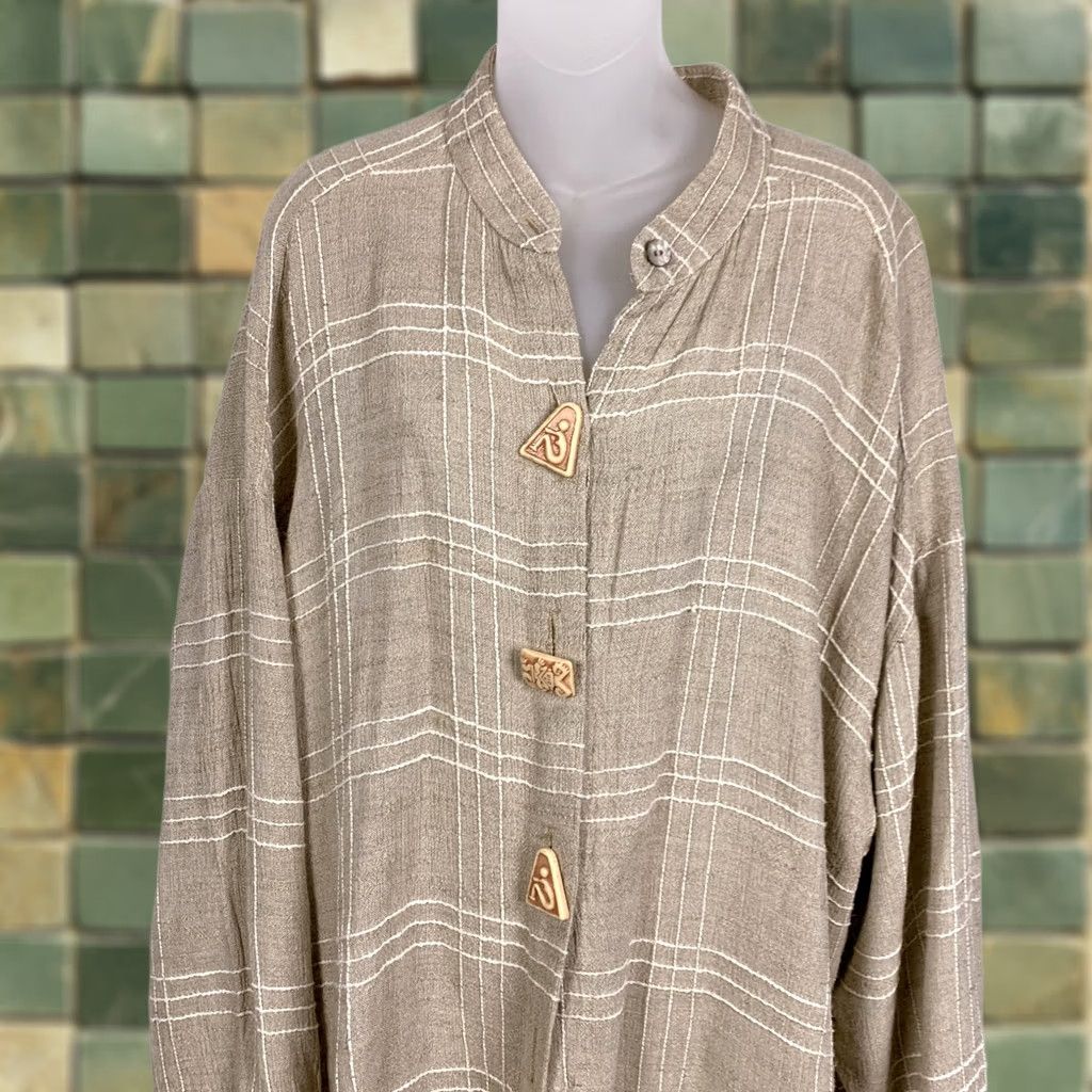 Vintage VINTAGE Santa Cruz Sportswear Cotton Rayon Oversized Lagenlook Dress Tunic XL Shirt Dress Womens Brown Size XL / US 12-14 / IT 48-50 - 1 Thumbnail
