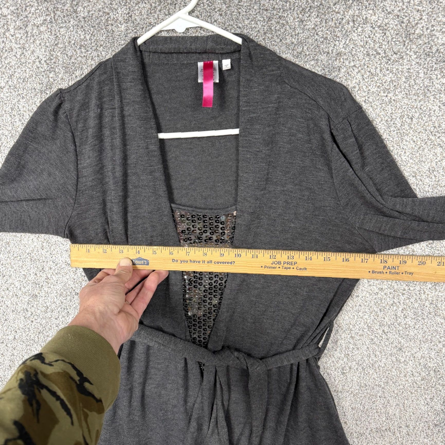Vintage Cardigan Womens XL Gray Sequin Open Front Belted Gothic Party Girl Y2K Size XL / US 12-14 / IT 48-50 - 4 Thumbnail