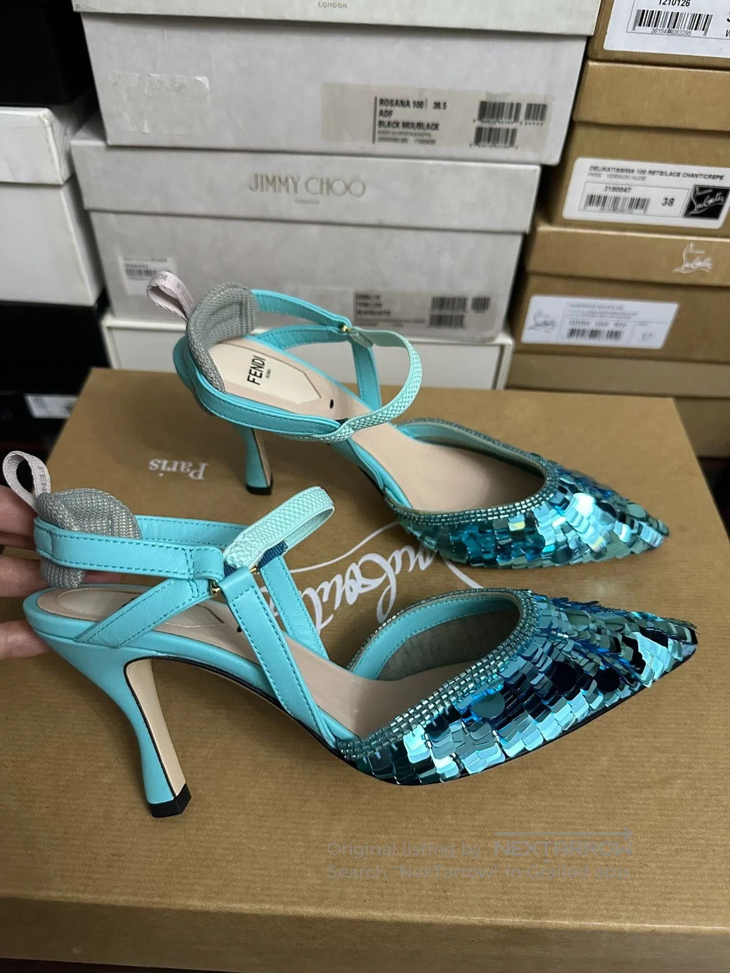 Fendi Fendi Blue Sequin High Heels. Size US 5 / IT 35 - 4 Thumbnail