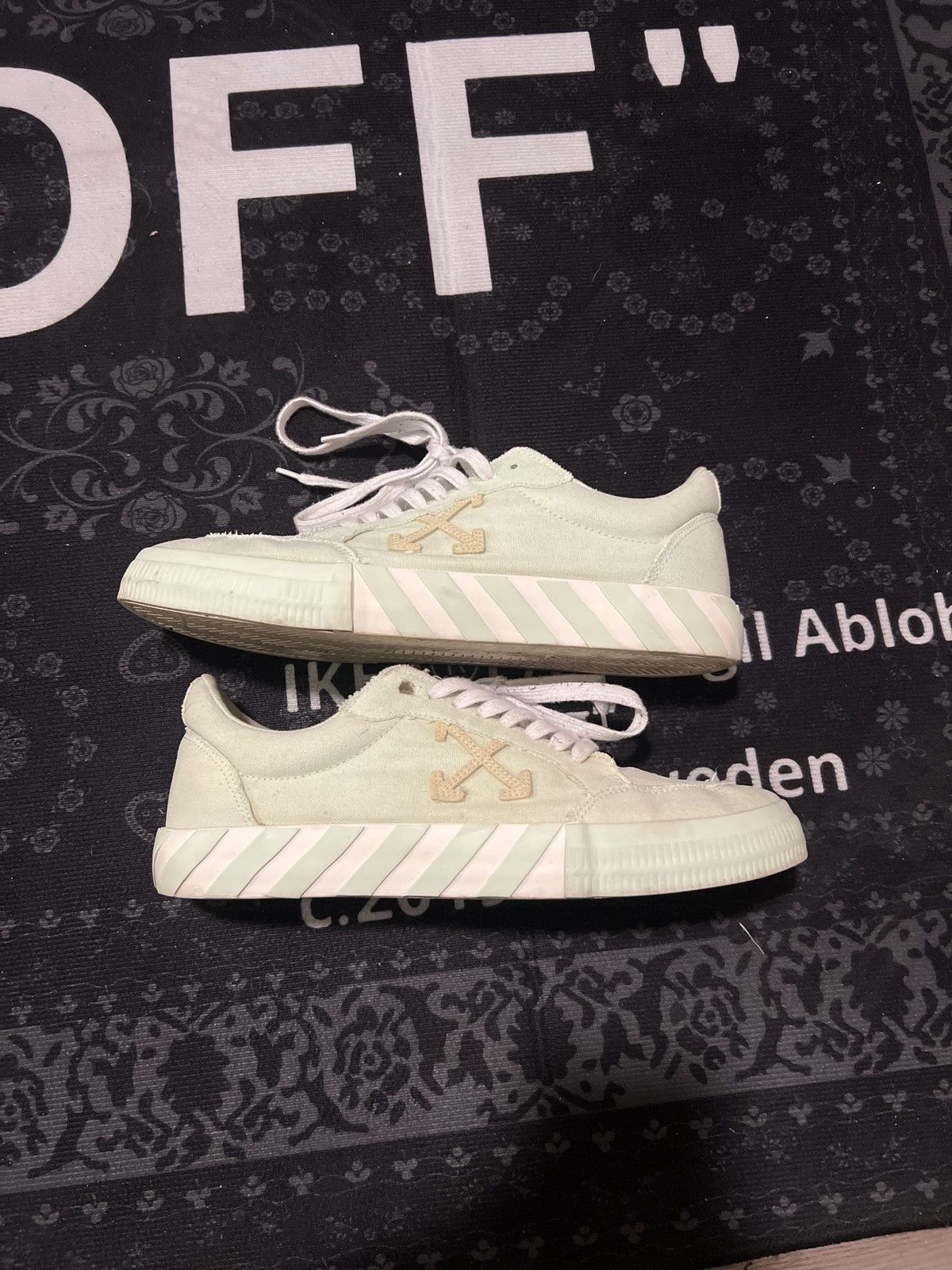 image of Off White x Virgil Abloh Offwhite Vulcan Low Shoes in Mint Green, Men's (Size 11)