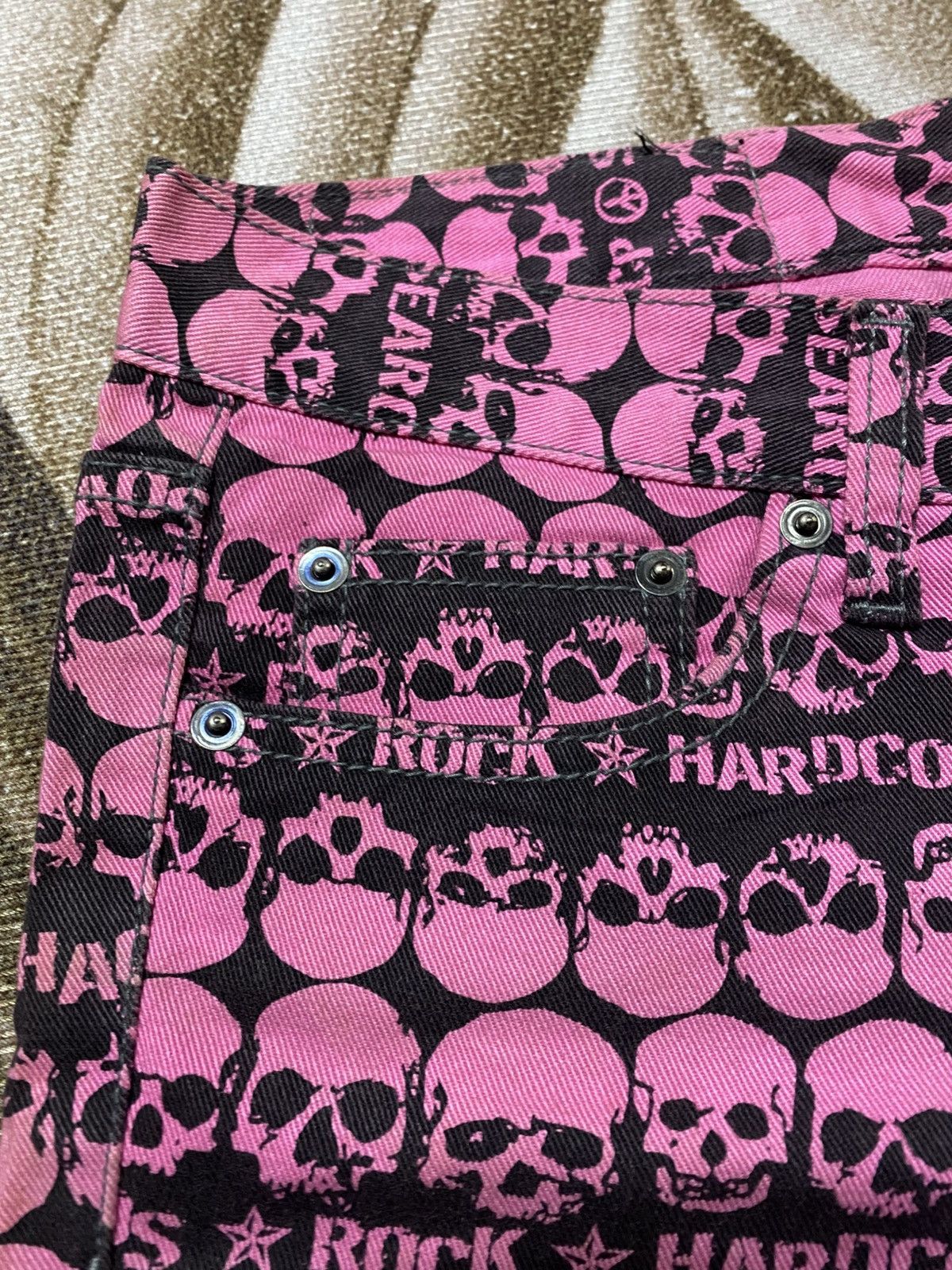 Japanese Brand Overprint Skull Design of Hell Cat Punks Original Jeans Size 28" / US 6 / IT 42 - 5 Thumbnail