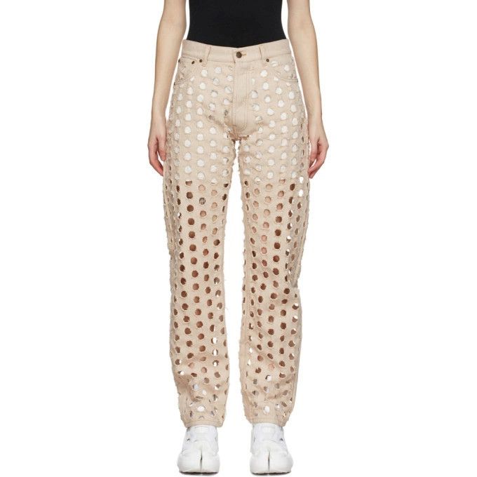 Maison Margiela o1y0625 Casual Pant in Beige Size 27" / US 4 / IT 40 - 1 Thumbnail