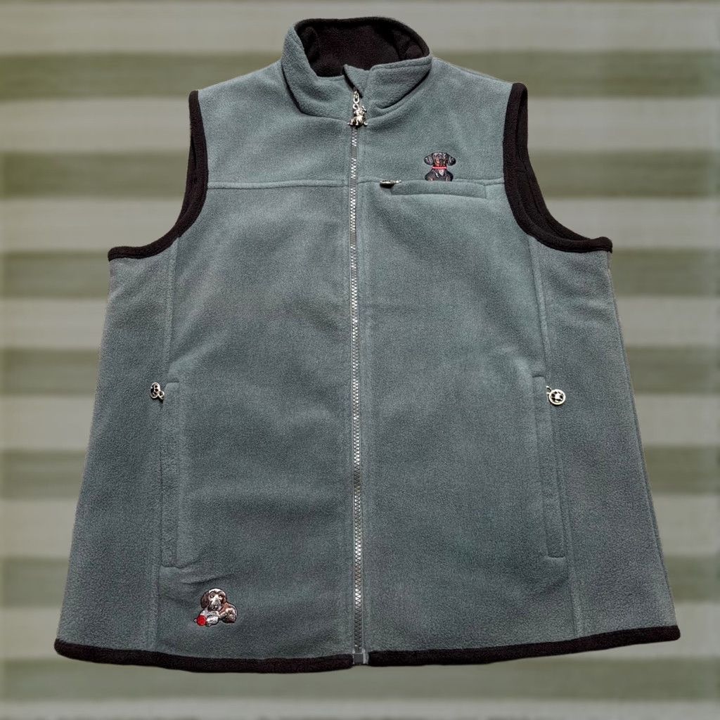 Vintage Dog Mom Vest Womens Medium Blue Black Reversible Embroidered Zip Pockets Charms Vest Women M Blue Embroidered Reversible Puppy Dog Theme Charms Size M / US 6-8 / IT 42-44 - 1 Thumbnail