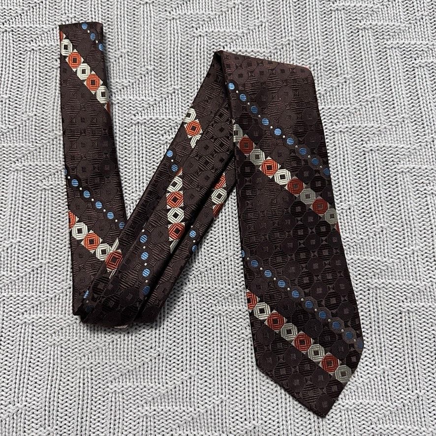 JCPenney Vintage 1980s JC Penney brown monotone Italian silk tie Size ONE SIZE - 1 Thumbnail