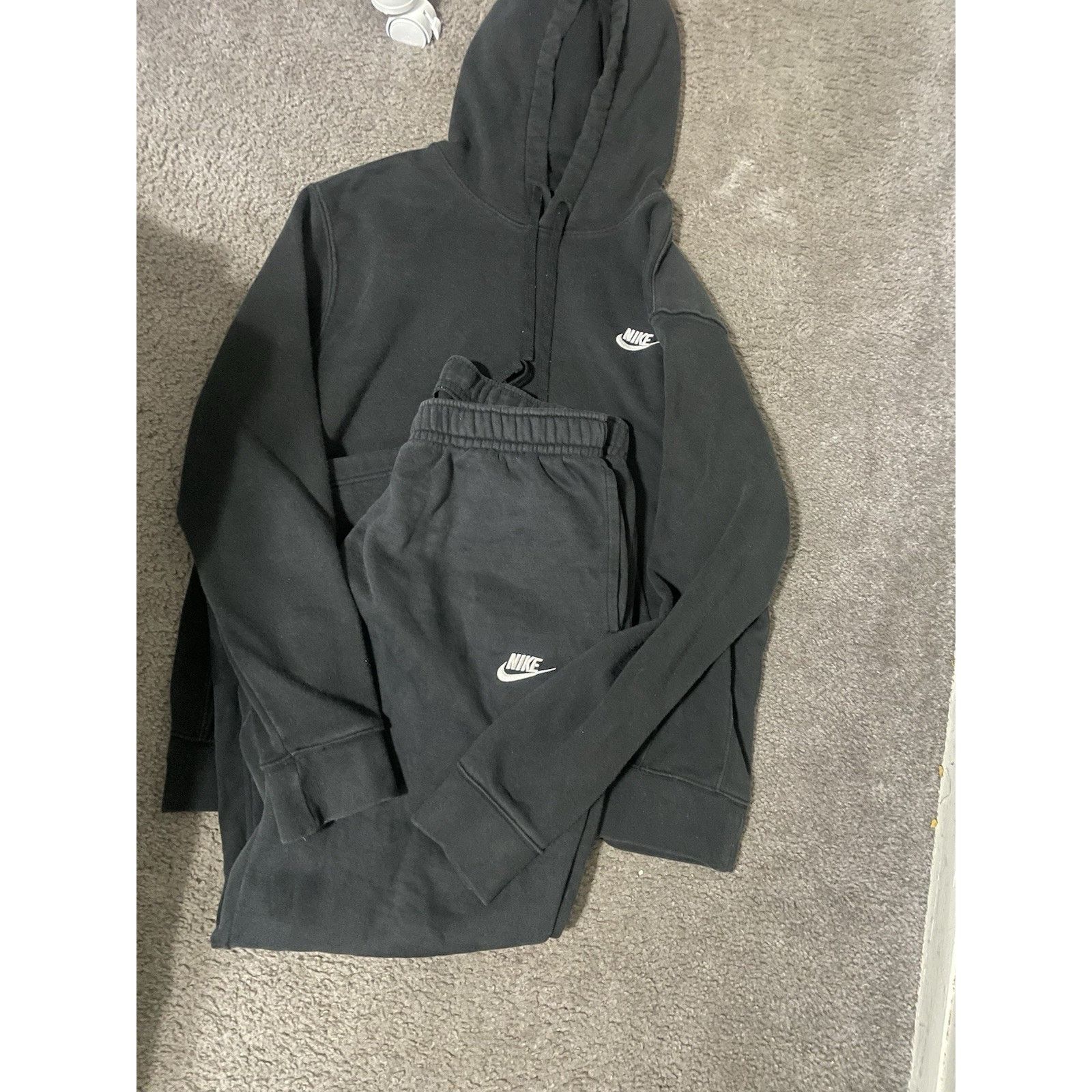 Nike Size L- Nike Sweatsuit Set Black Pullover Hoodie Sweatpants Size US 43 - 1 Thumbnail
