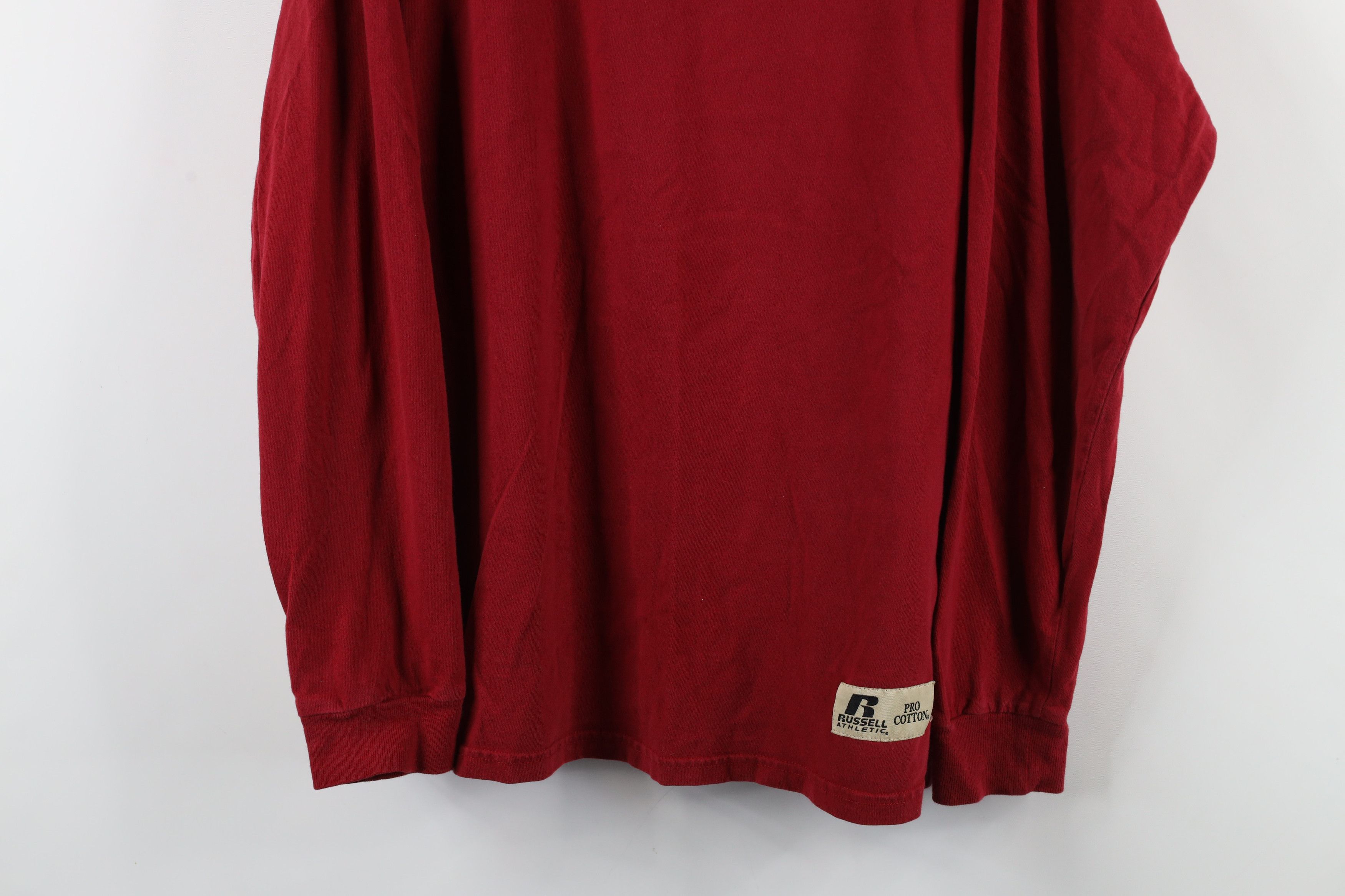 Russell Athletic × Vintage Vintage 90s Russell Athletic Long Sleeve T-Shirt Red Cotton Size US L / EU 52-54 / 3 - 3 Thumbnail
