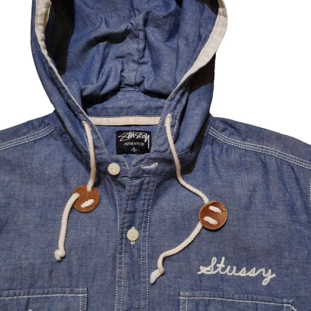 Stussy Stussy Hooded Denim Shirt Embroidered Stussy Logo Size US S / EU 44-46 / 1 - 2 Thumbnail