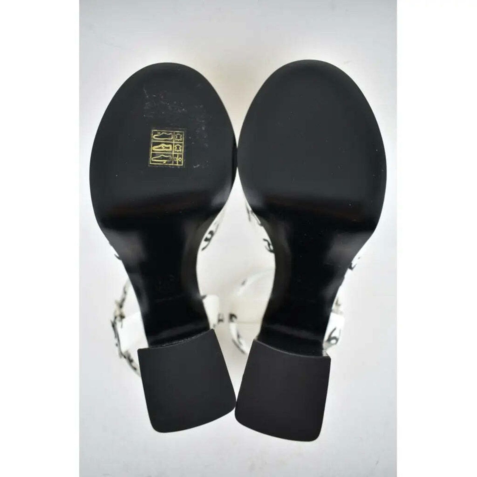 Chanel Chanel 22S White Black Lambskin CC Logo Platform Strap Size US 10 / IT 40 - 12 Thumbnail