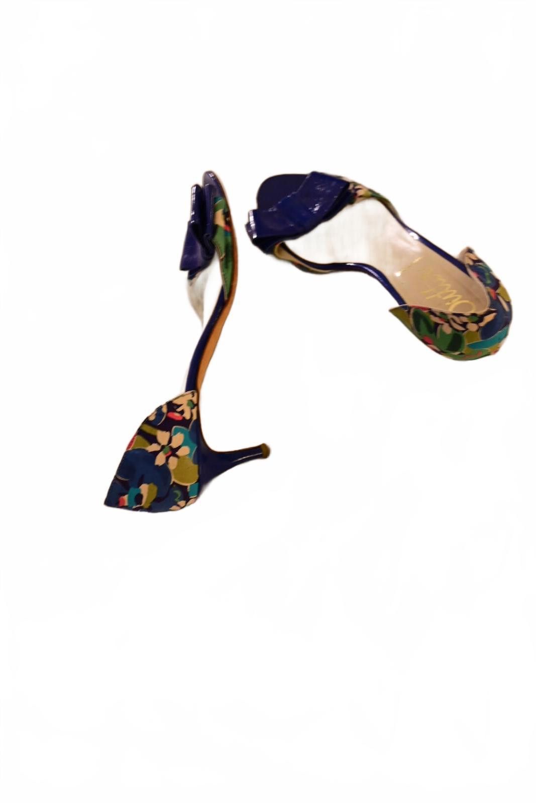 Other Butter Floral Print Open Toe Heel Sandals Blue Bow Accent 8 Size US 8 / IT 38 - 5 Thumbnail