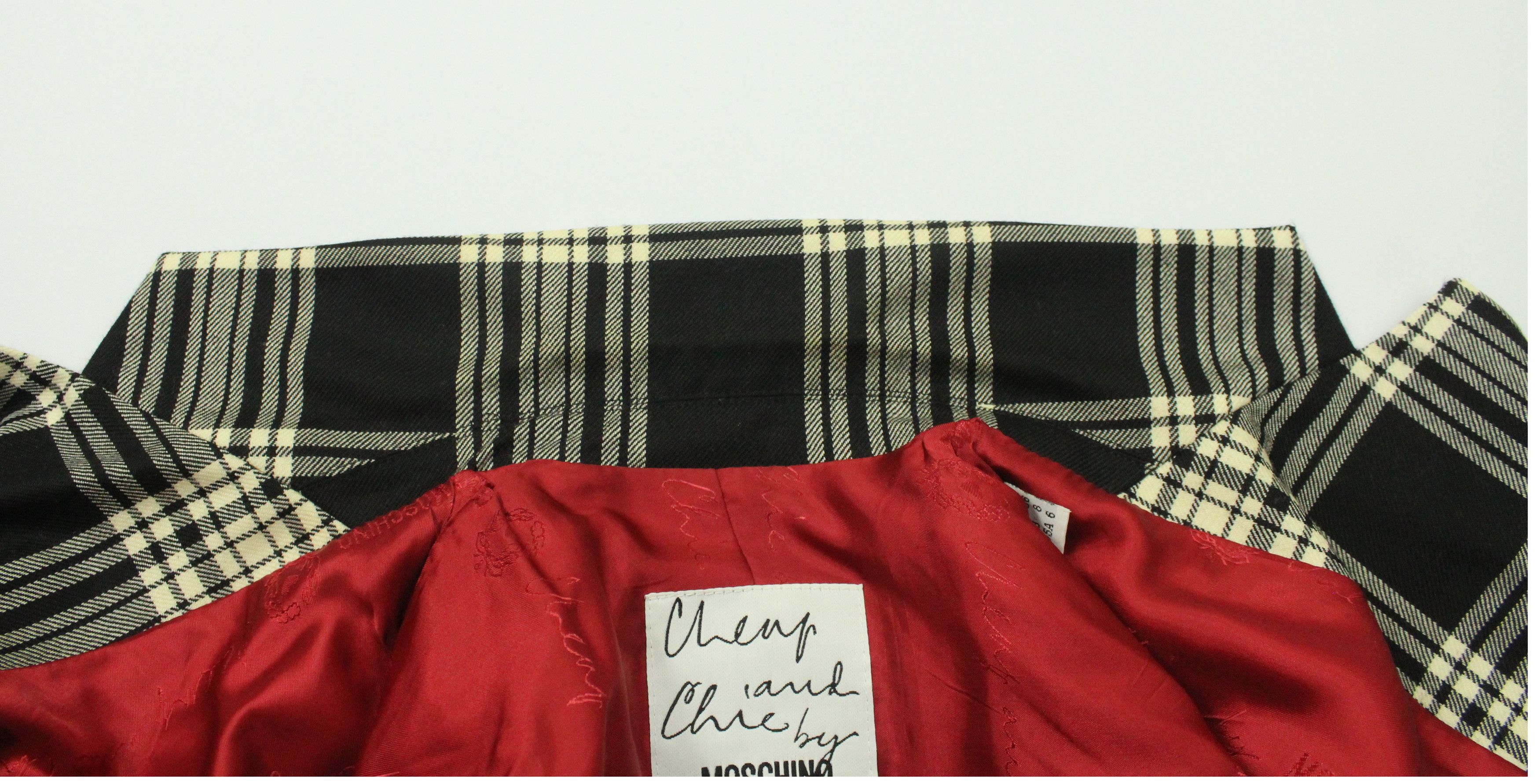 Moschino × Vintage Vintage 90s MOSCHINO CHEAP AND CHIC Jacket Tartan Love Size M / US 6-8 / IT 42-44 - 14 Thumbnail