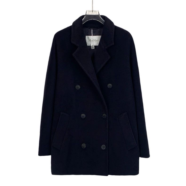 Max Mara Max Mara Navy Camel Fleece Lapel Double Breasted Coat Size M / US 6-8 / IT 42-44 - 1 Thumbnail