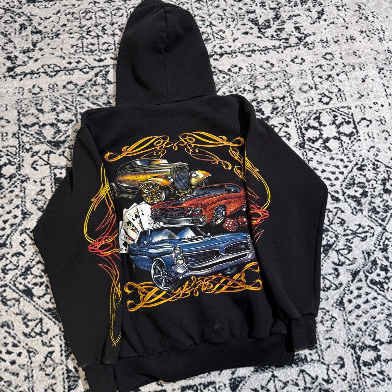 Vintage Vintage Black Cotton Hoodie Size S 90s Gambling Card Car Y2K Size US S / EU 44-46 / 1 - 11 Thumbnail