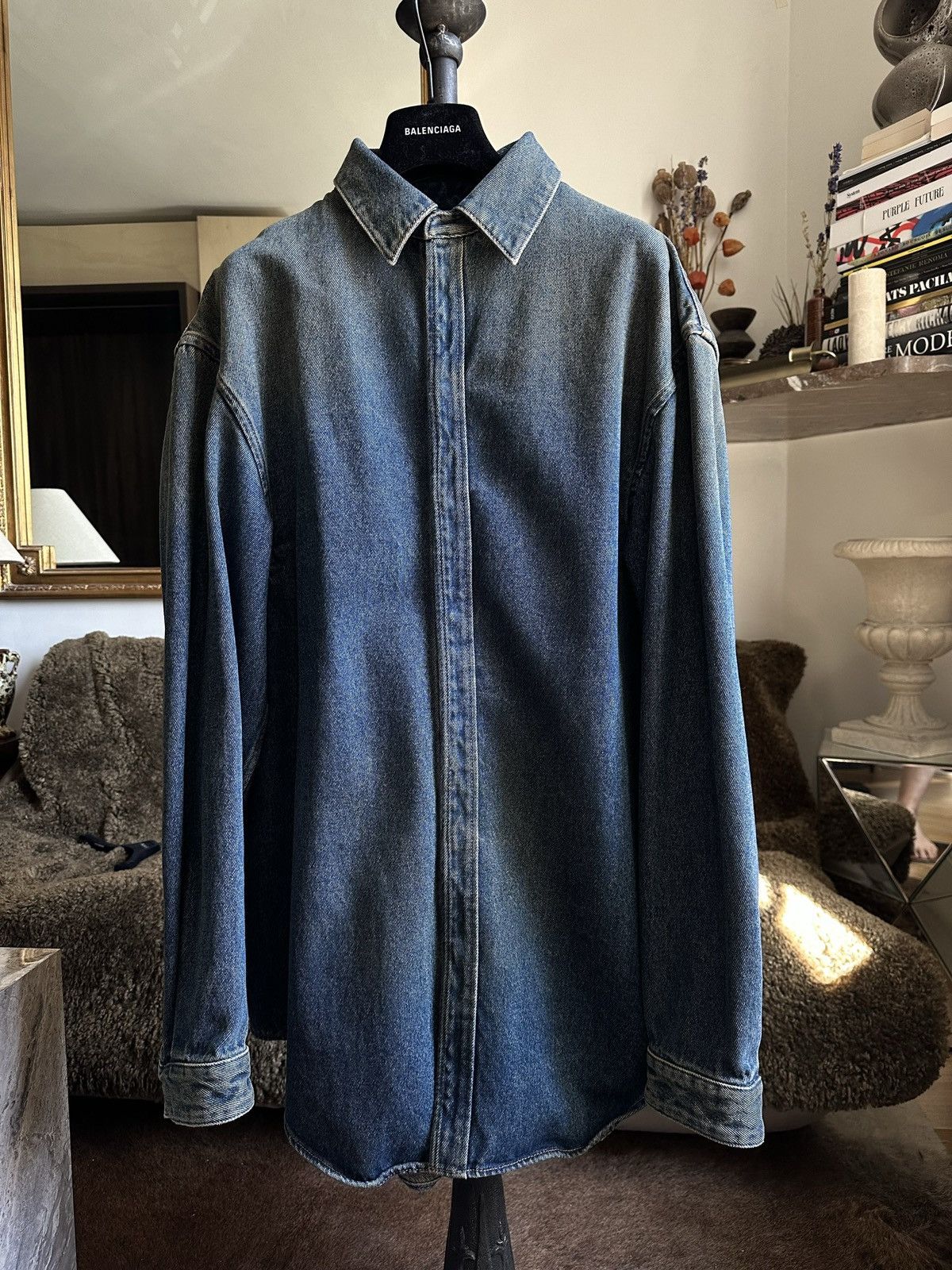 Image of Balenciaga Denim Shirt, Men's (Size Small)