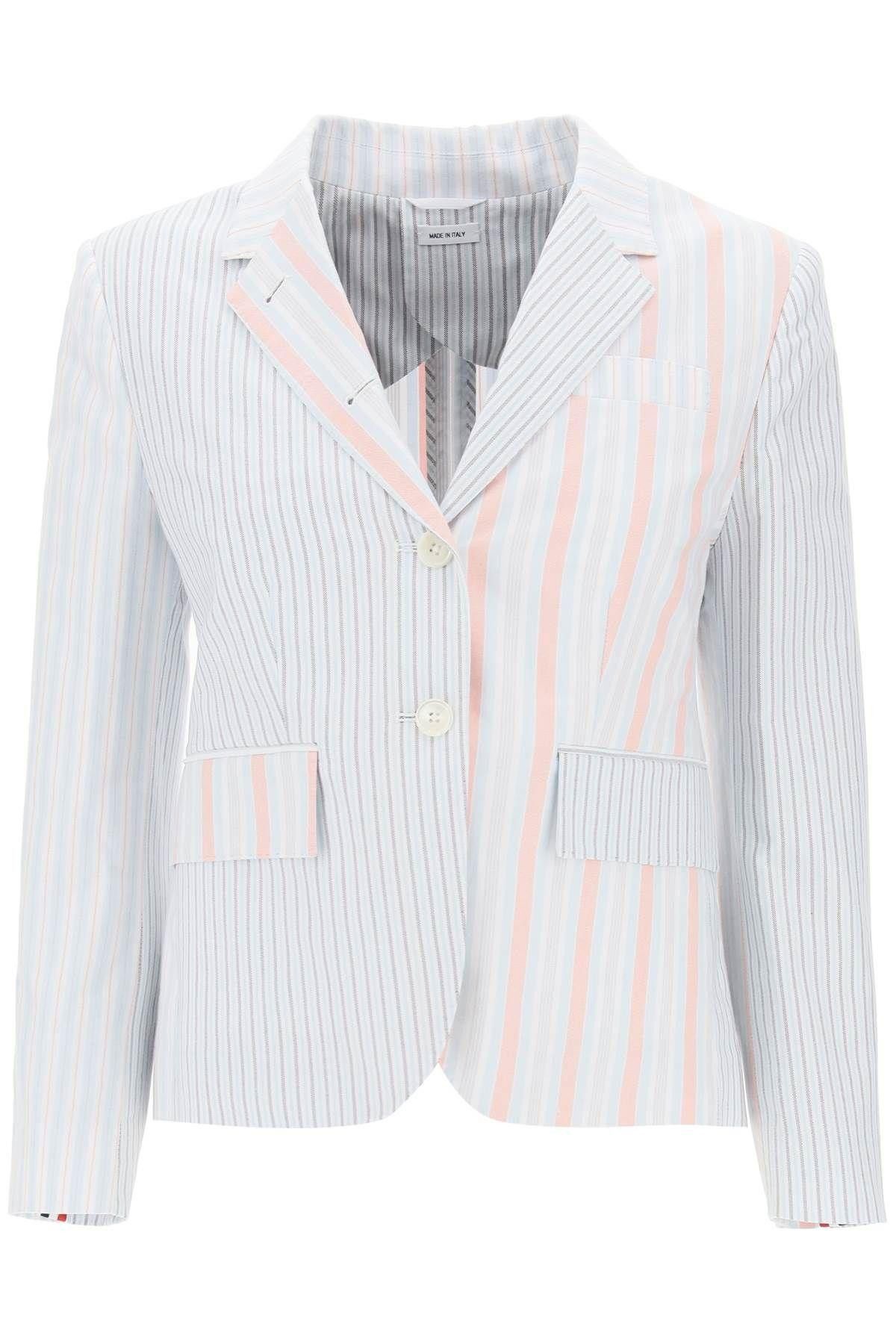 image of Thom Browne Funmix Striped Oxford Blazer Size Eu 42 For Women