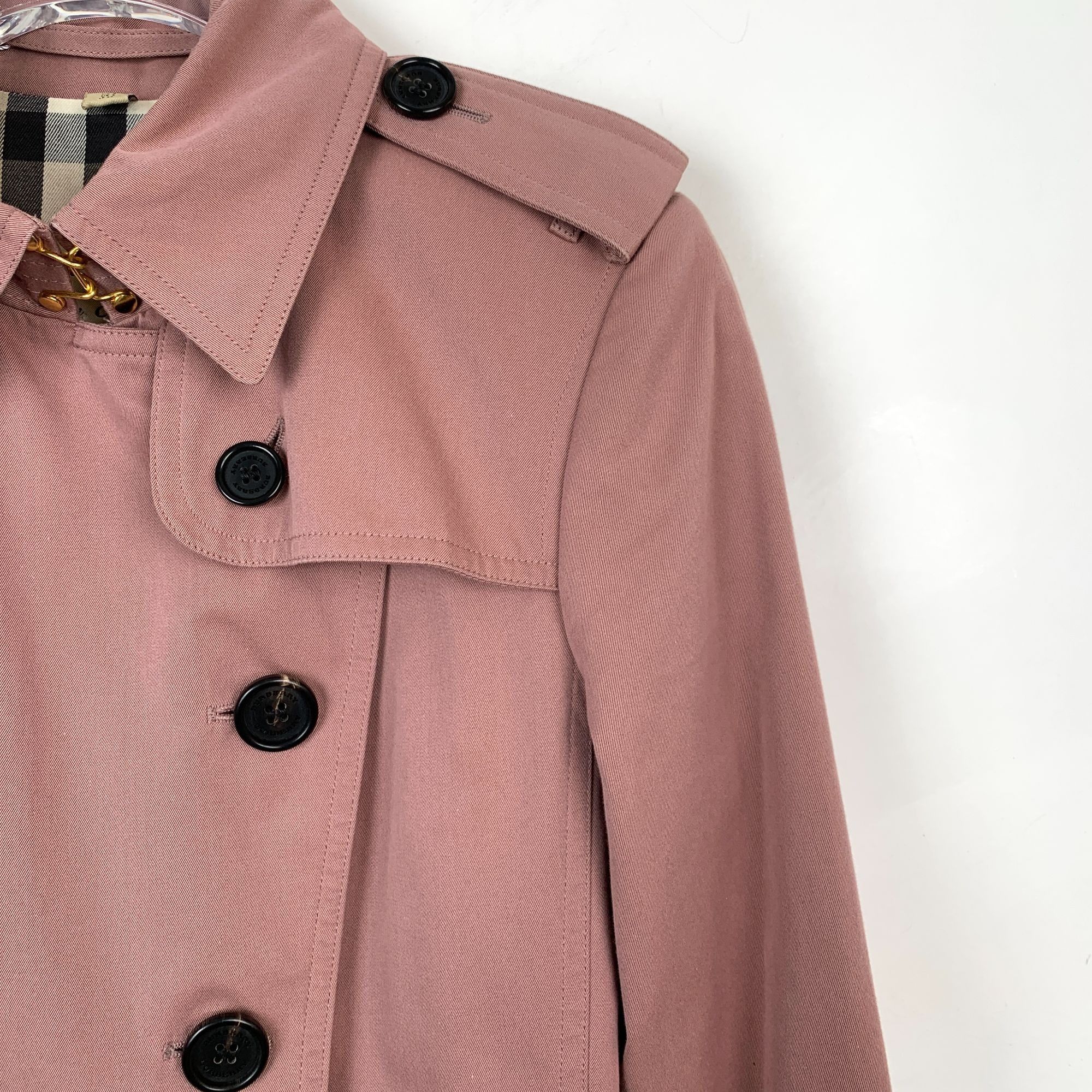 Burberry Burberry Dusty Pink Cotton Double-Breasted Trench Coat (Size Size XS / US 0-2 / IT 36-38 - 6 Thumbnail