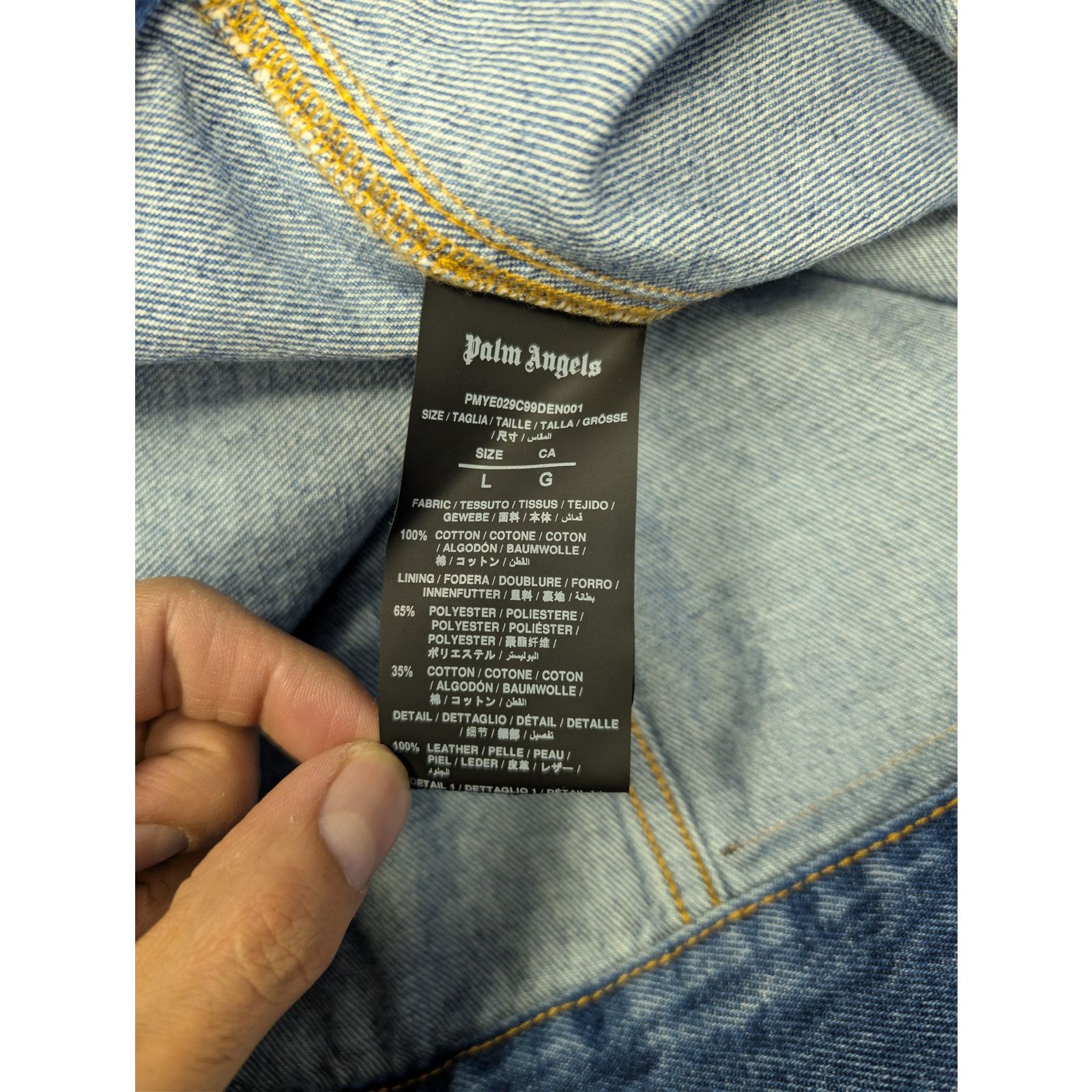 Palm Angels o1rshd1 Indigo Track Denim Jacket in Light Blue / White Size US L / EU 52-54 / 3 - 17 Thumbnail