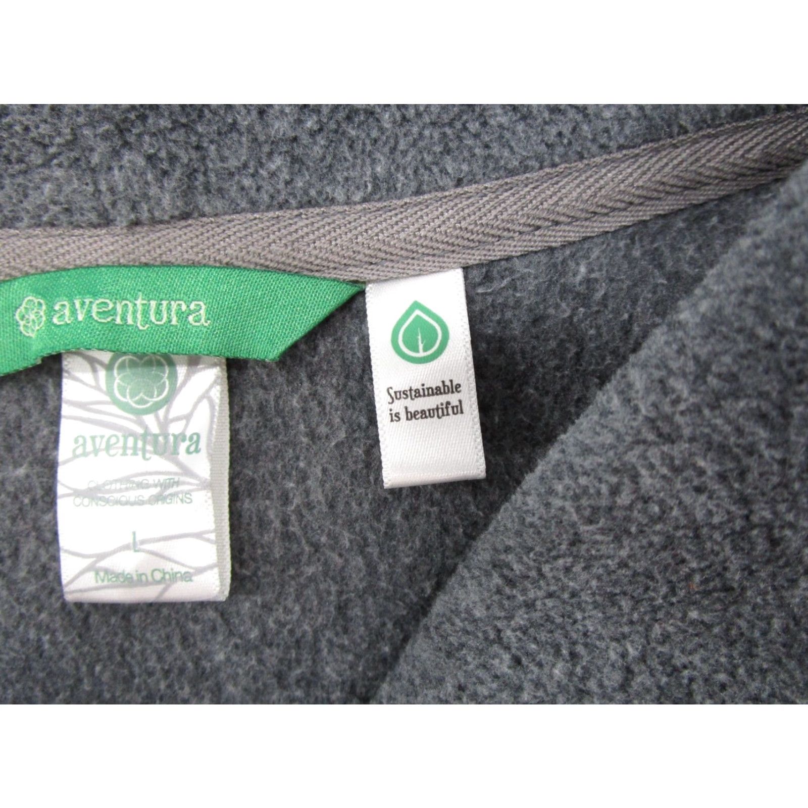 Vintage Aventura Women's Gray Fleece Pullover Collared 1/4 Button Sweater SZ L Recycled Size L / US 10 / IT 46 - 3 Thumbnail