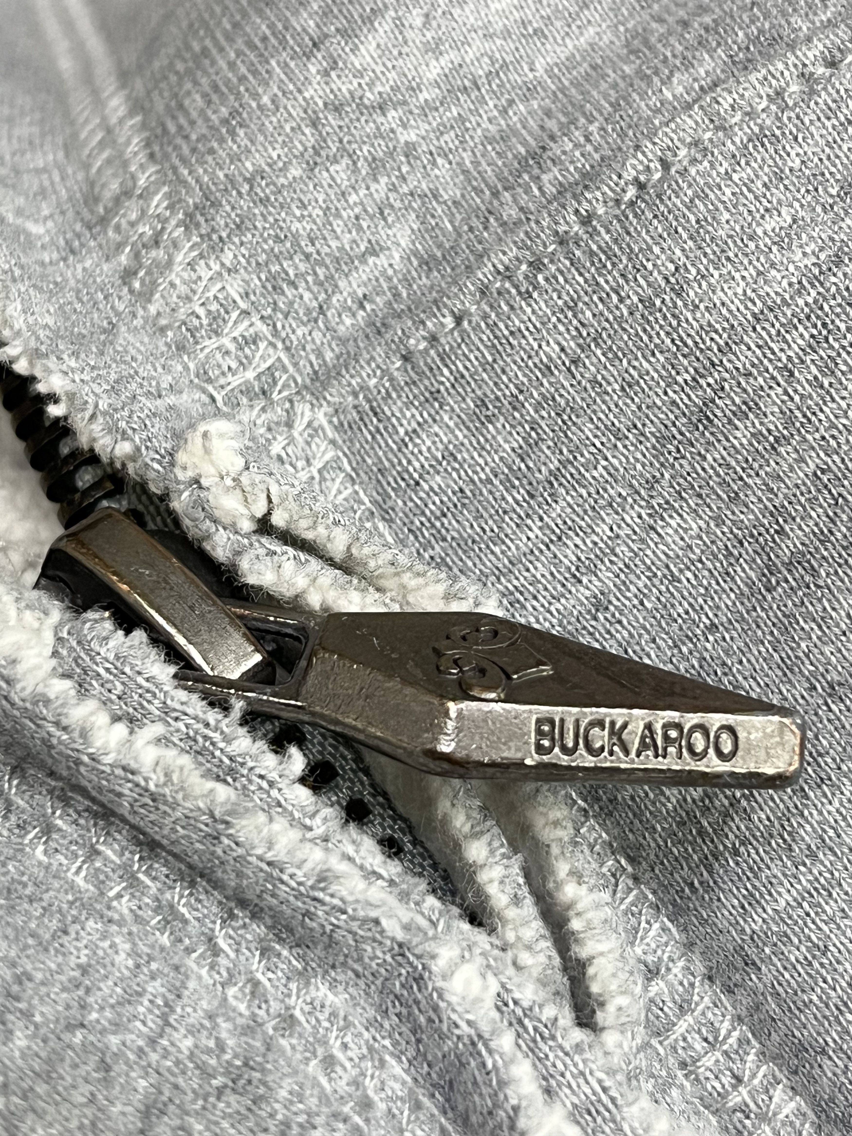 BUCKAROO RARE💀Buckaroo Punk Skull Embroidery Raw Hem Zip Hoodie Grey Size US M / EU 48-50 / 2 - 15 Thumbnail
