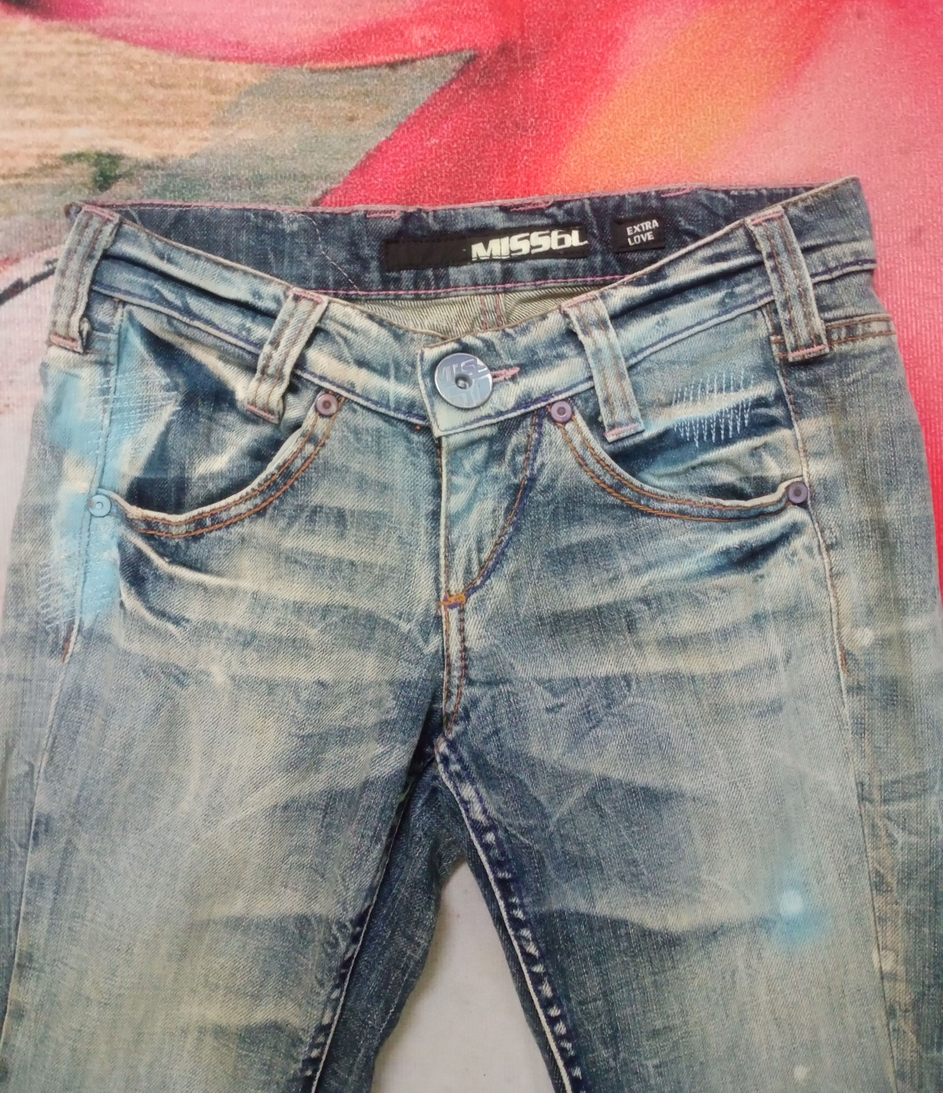 If Six Was Nine Rare Miss Sixty Flare Distressed Bootcut Jeans Size 28" / US 6 / IT 42 - 5 Thumbnail