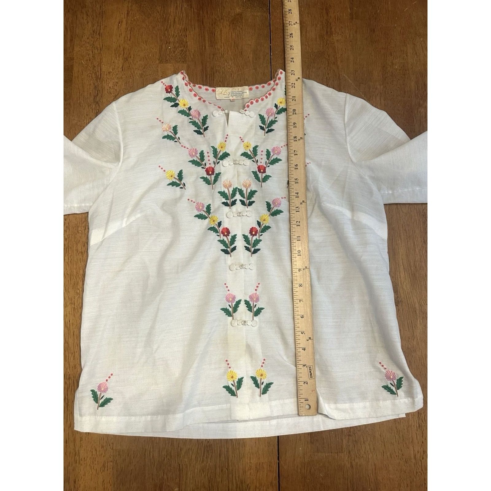 Vintage VINTAGE Lily Shirt 70s Embroidered Button Up Size 38 Floral White Women Size XS / US 0-2 / IT 36-38 - 6 Thumbnail
